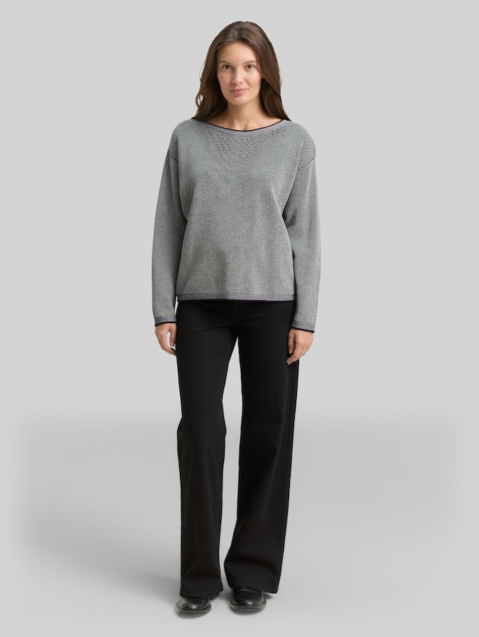 Loose Fit Strickpullover aus Bio-Baumwolle von Women, navy bubble structure