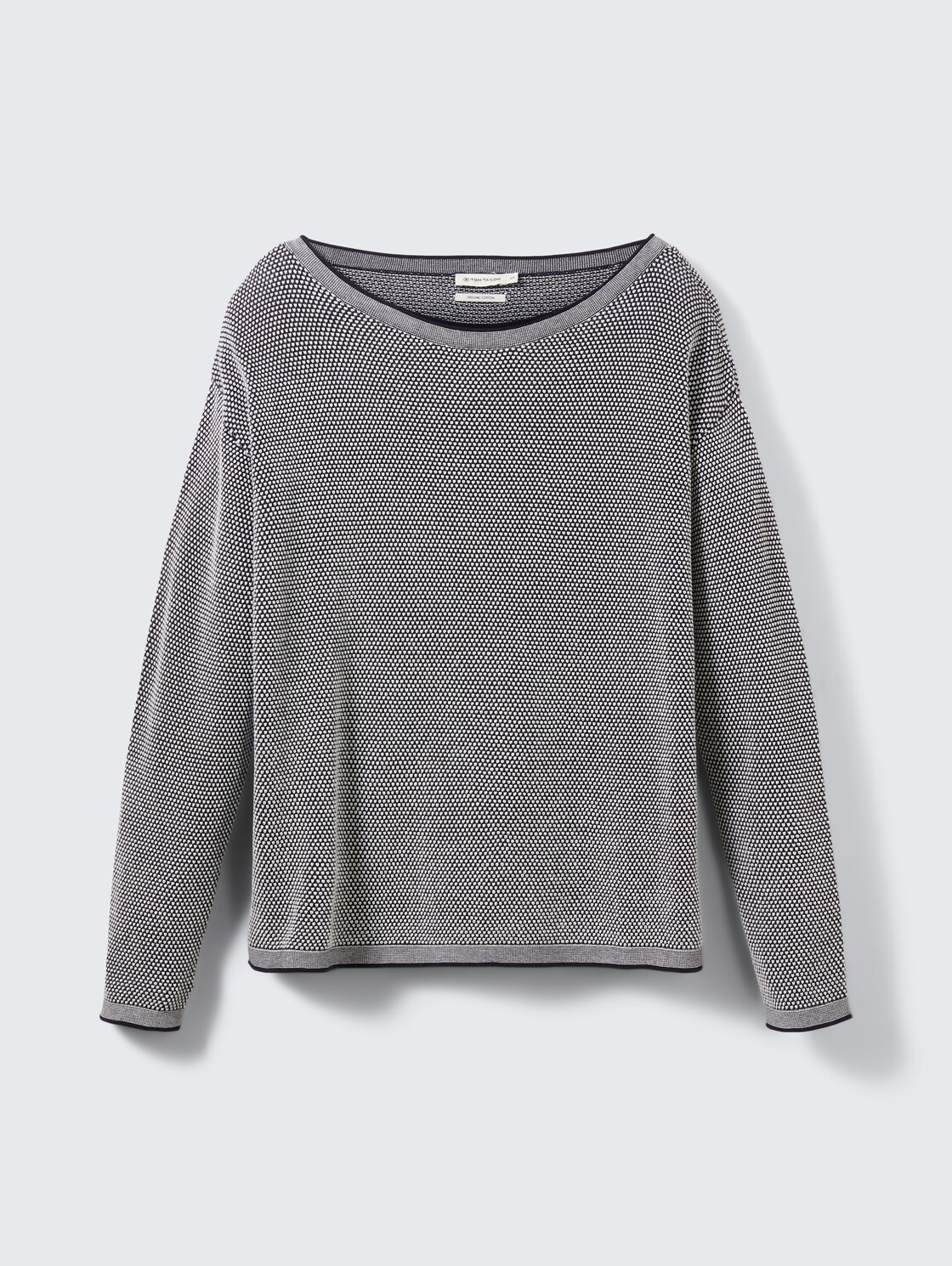 Loose Fit Strickpullover aus Bio-Baumwolle - navy bubble structure