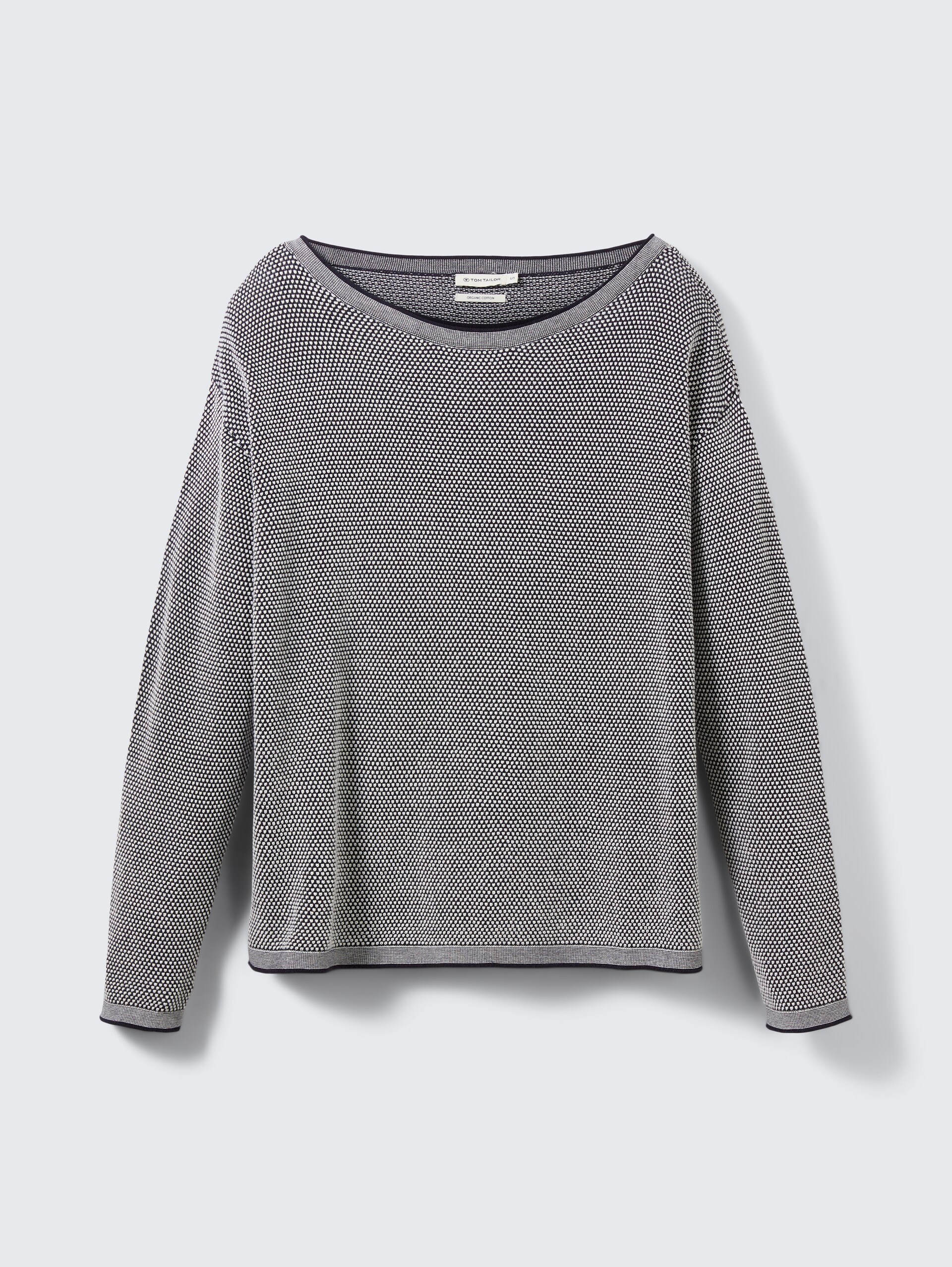 Loose Fit Strickpullover aus Bio-Baumwolle - navy bubble structure