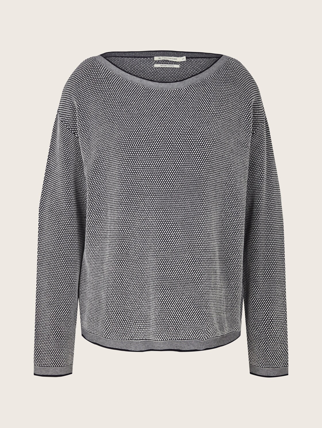 Loose Fit Strickpullover aus Bio-Baumwolle - navy bubble structure