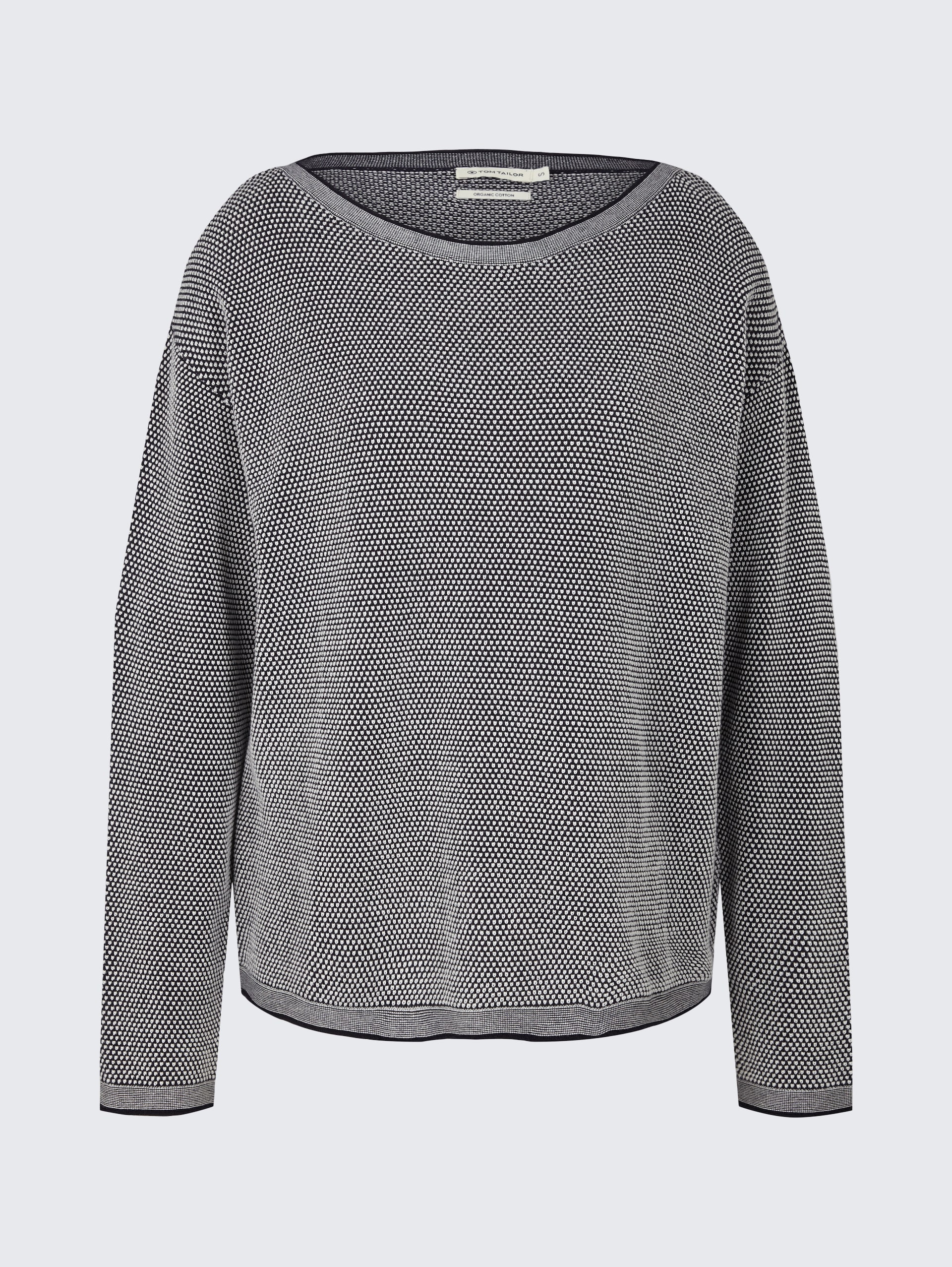 Loose Fit Strickpullover aus Bio-Baumwolle - navy bubble structure