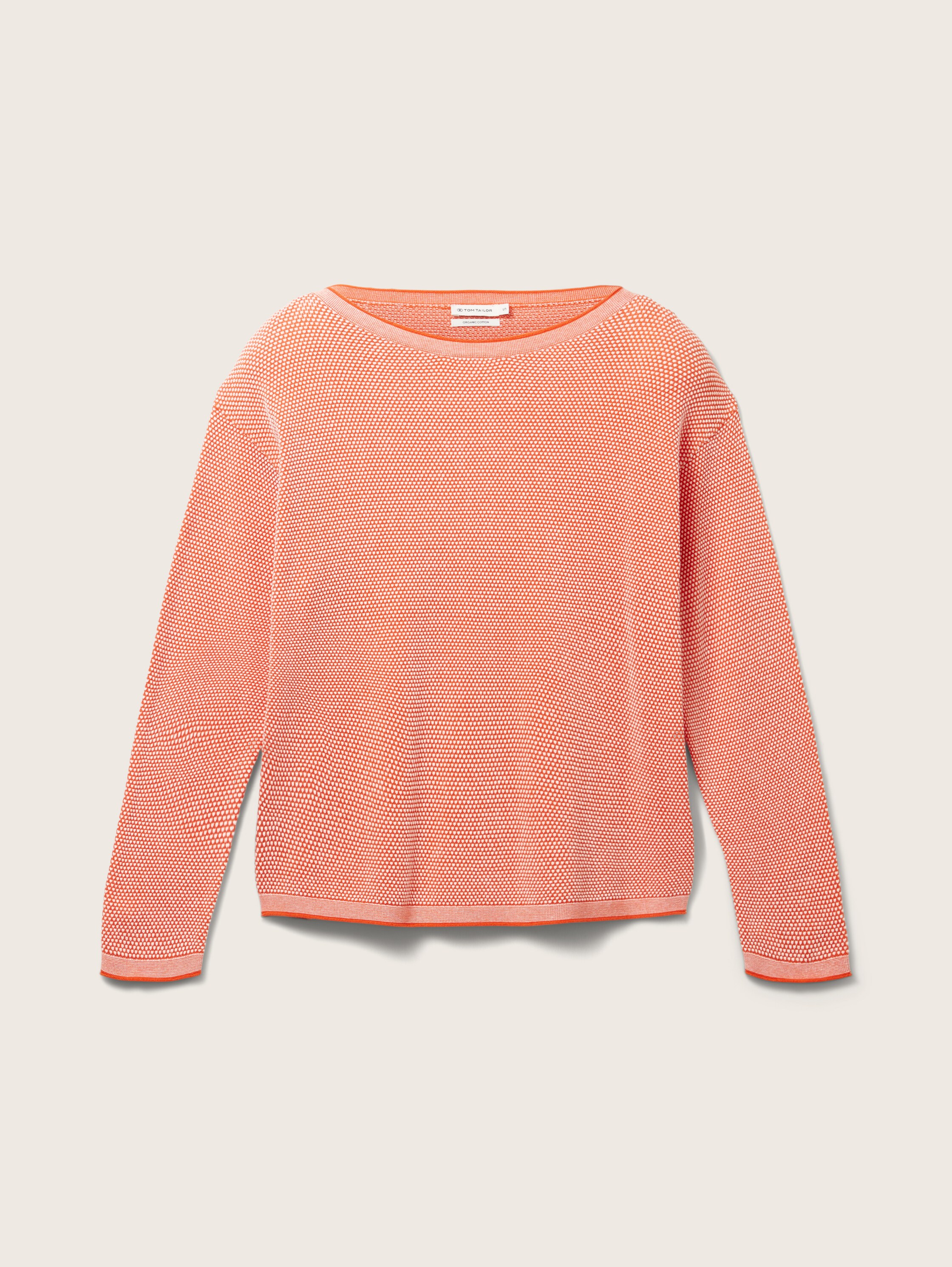 Loose fit knitted jumper made from organic cotton - red bubble structure