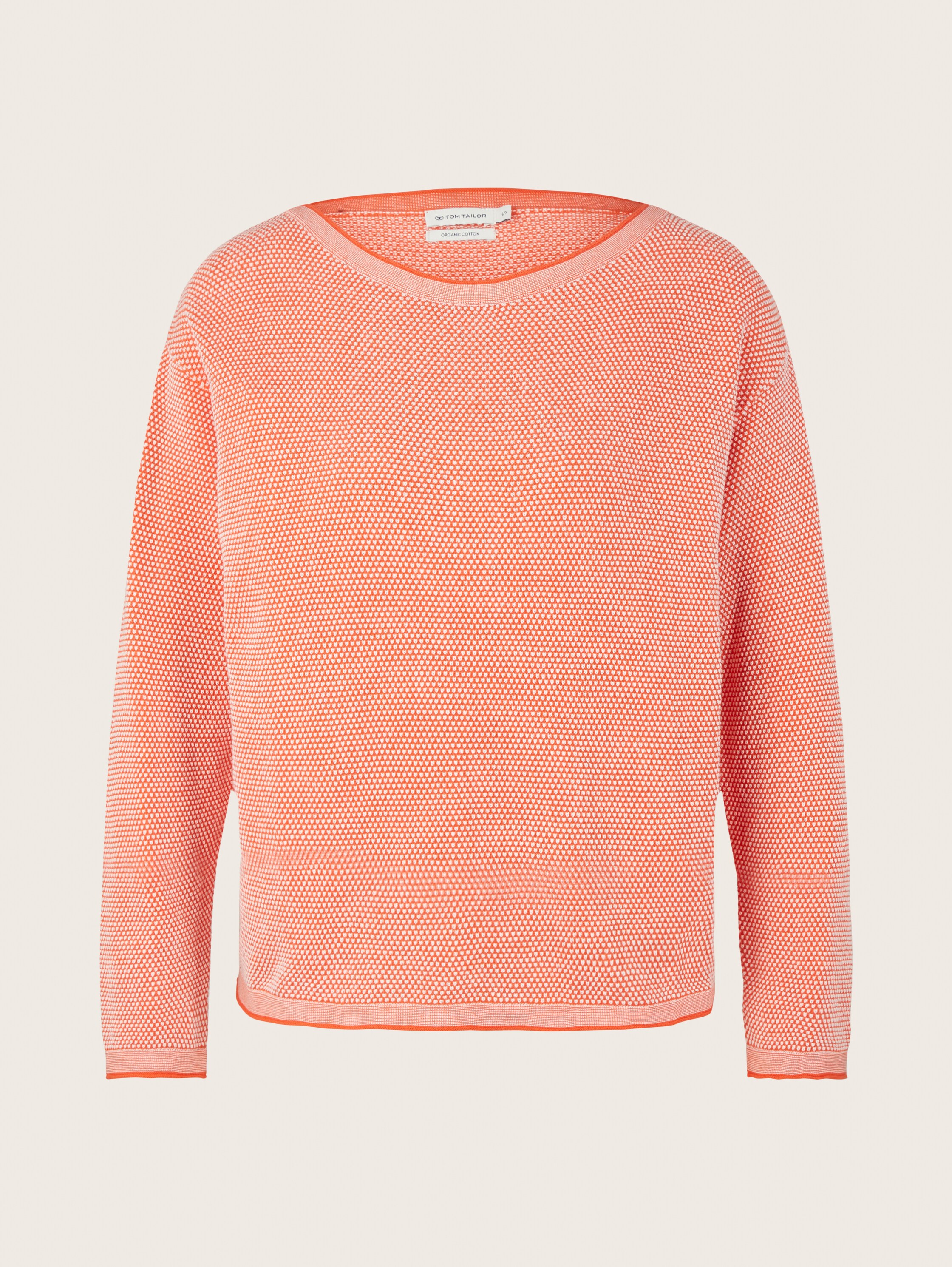 Loose fit knitted jumper made from organic cotton - red bubble structure