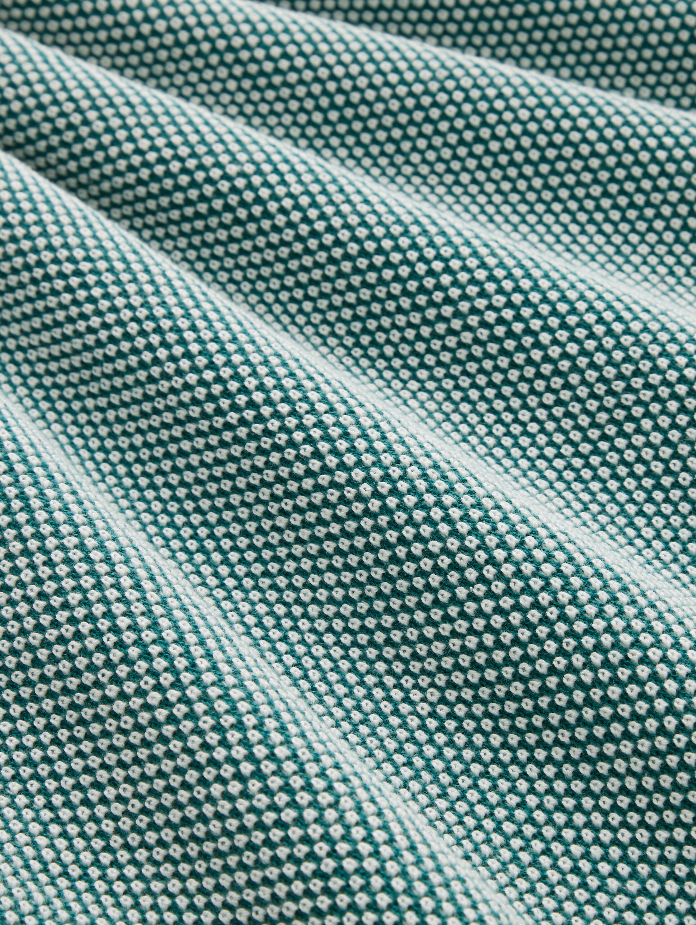 Loose fit knitted jumper made from organic cotton - teal bubble structure - Material view