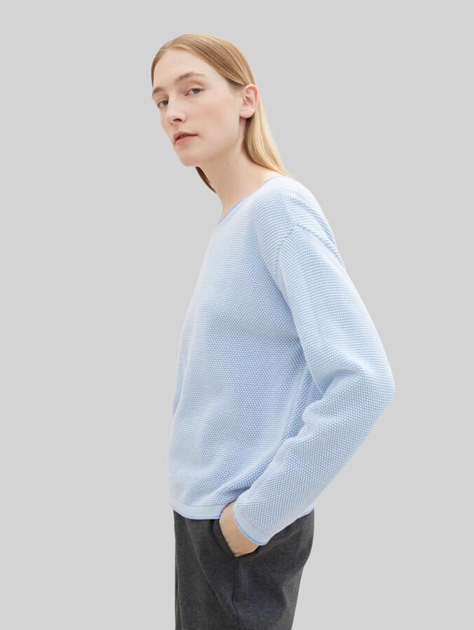 Pull en maille de coton à la coupe ample par Women, blue bubble structure