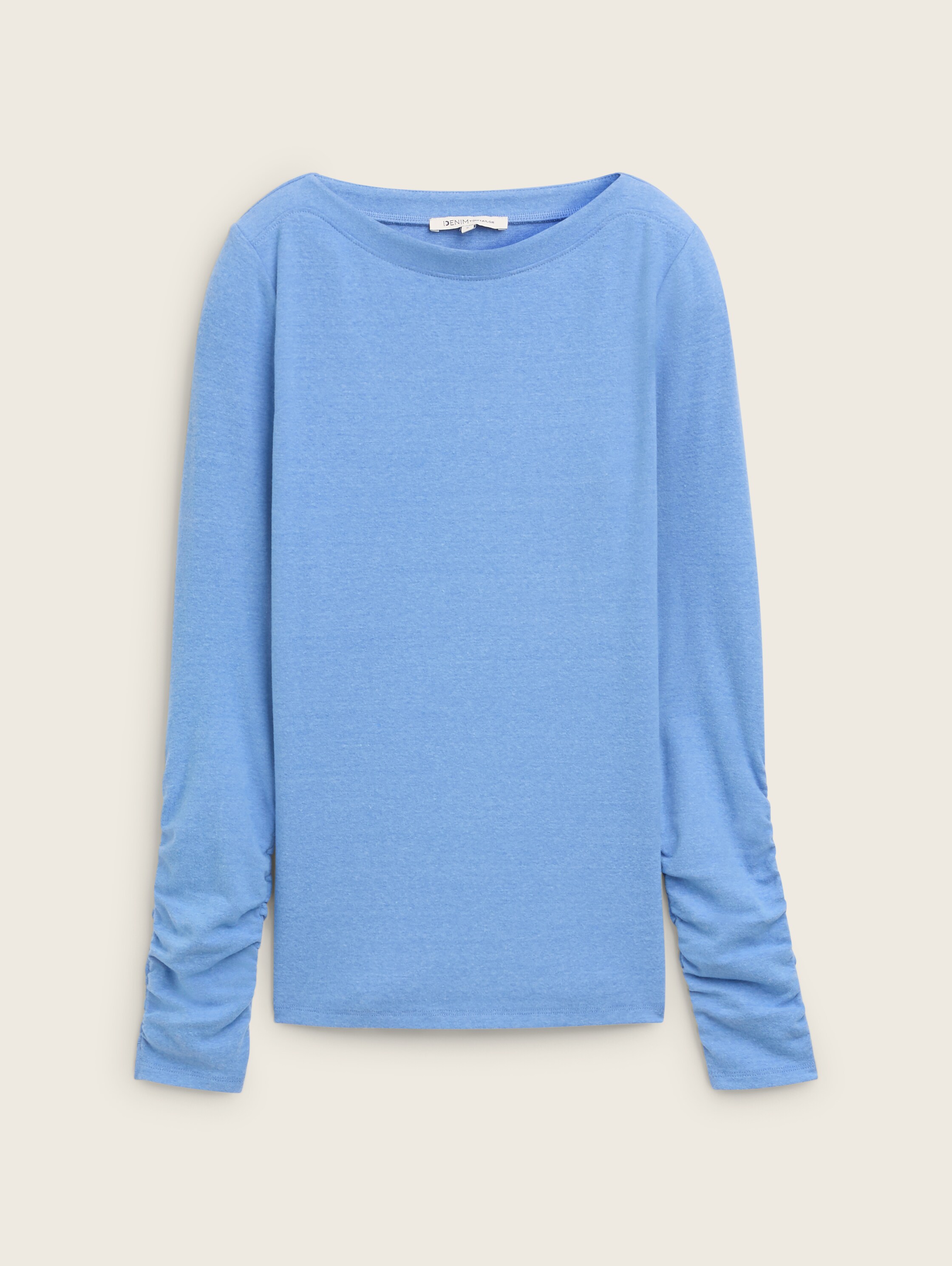 Basic Langarmshirt mit Raffärmeln - sicilian_blue_melange - 