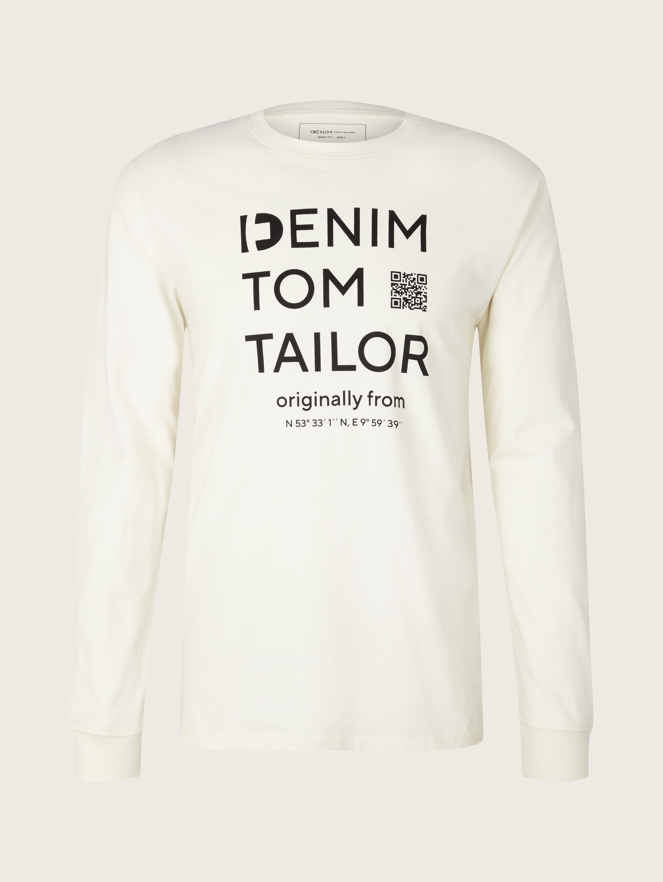 Langarmshirt mit Print - Soft Light Beige - Vorder-Produkt-Ansicht