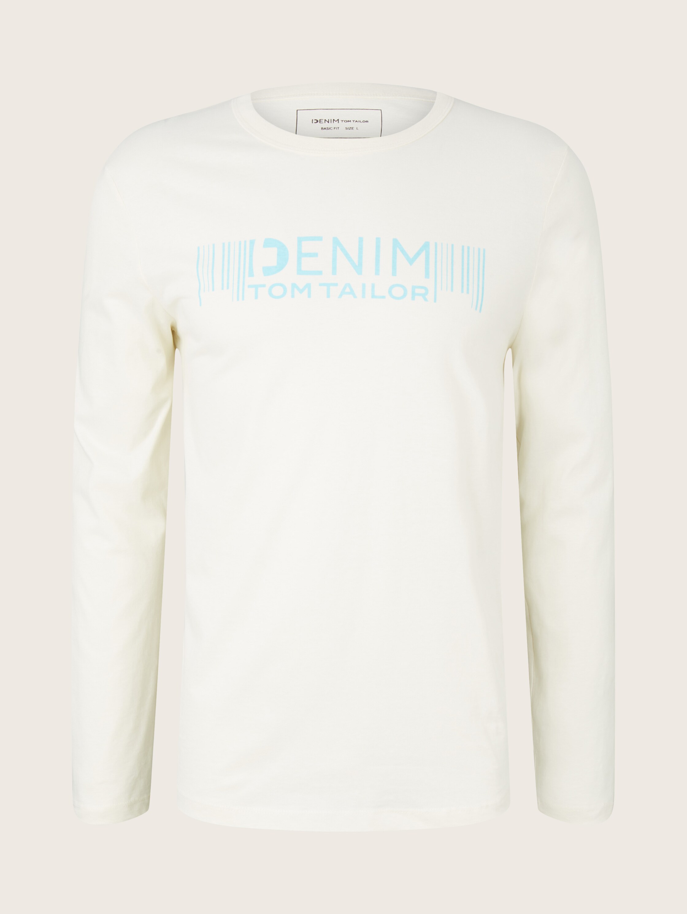 Shirt met lange mouwen en logoprint - Soft Light Beige - Product vooraanzicht