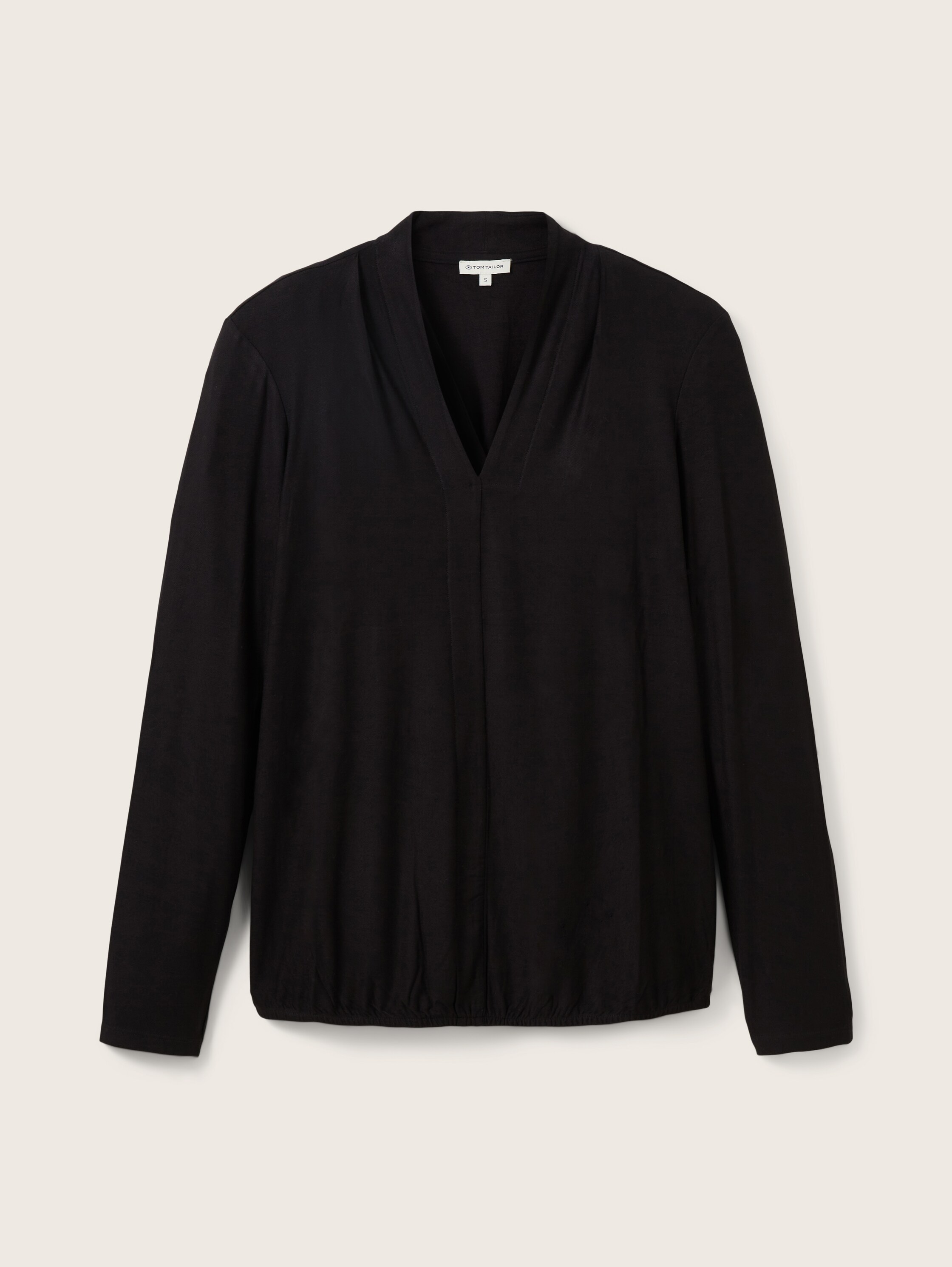 Langarmshirt mit V-Ausschnitt - deep black - Vorder-Produkt-Ansicht 