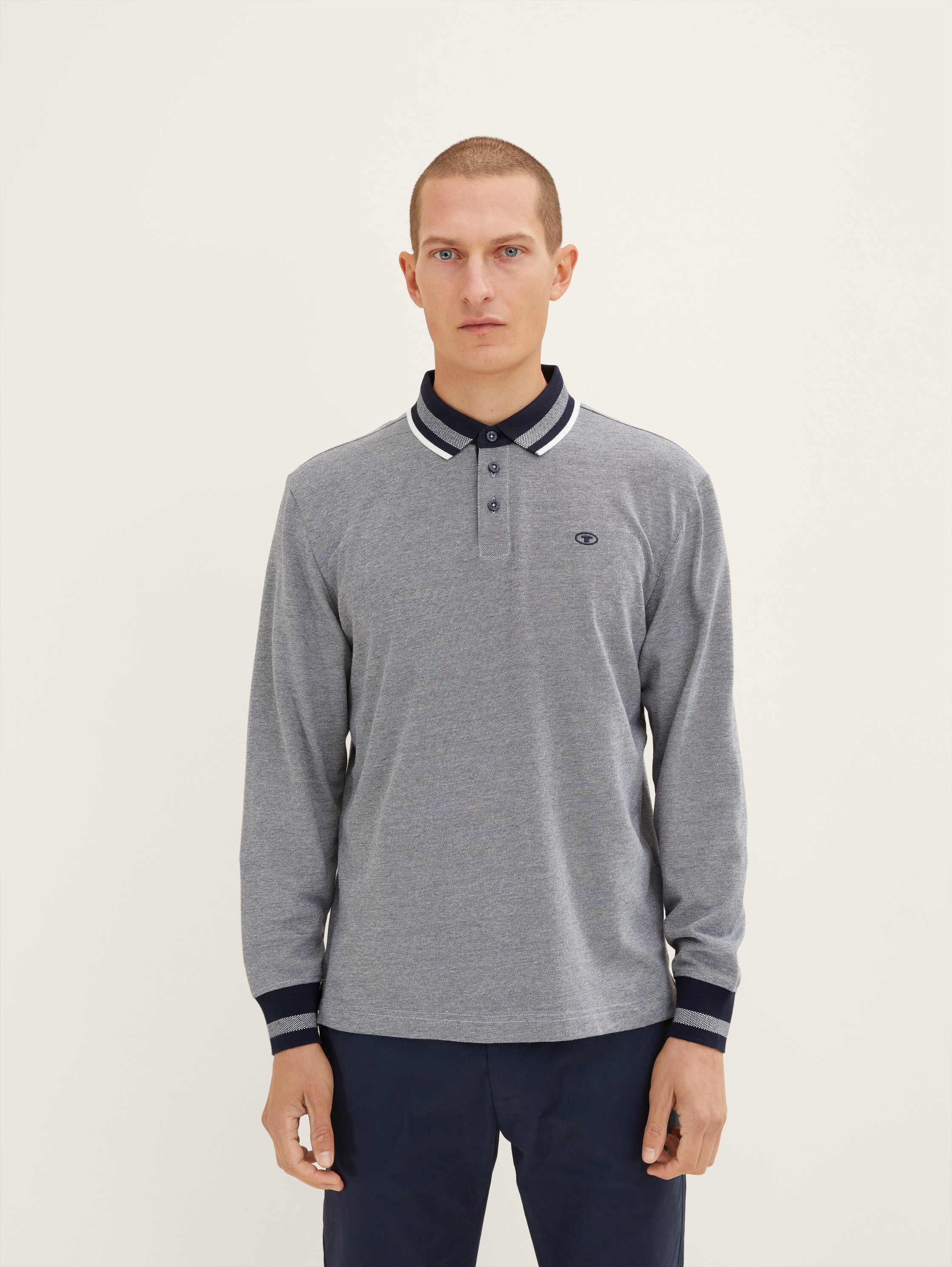 Basic Langarm Poloshirt - 3