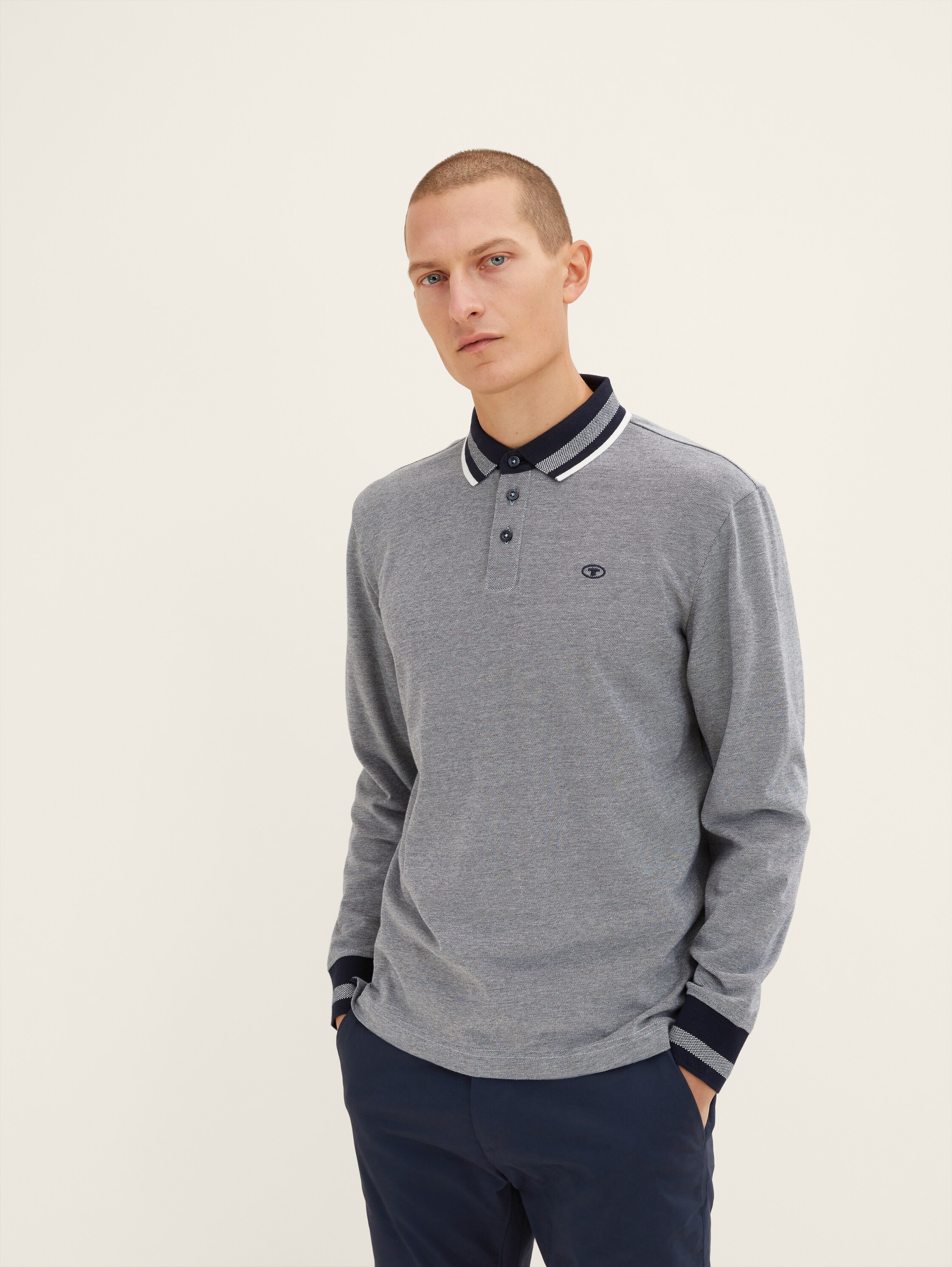 Basic Langarm Poloshirt - 1