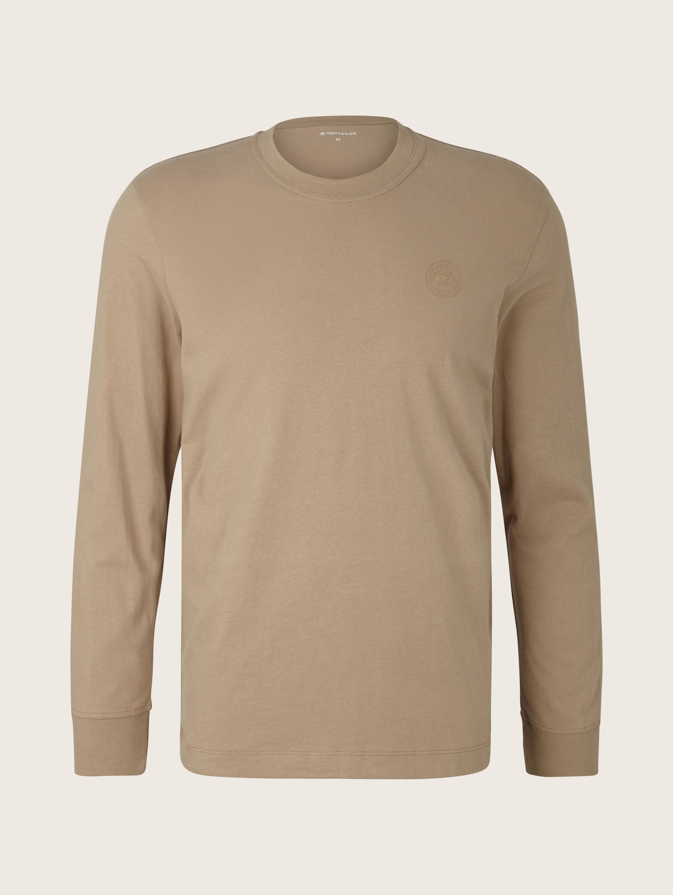 Langarmshirt mit Logo-Print - Quarry Beige - Vorder-Produkt-Ansicht