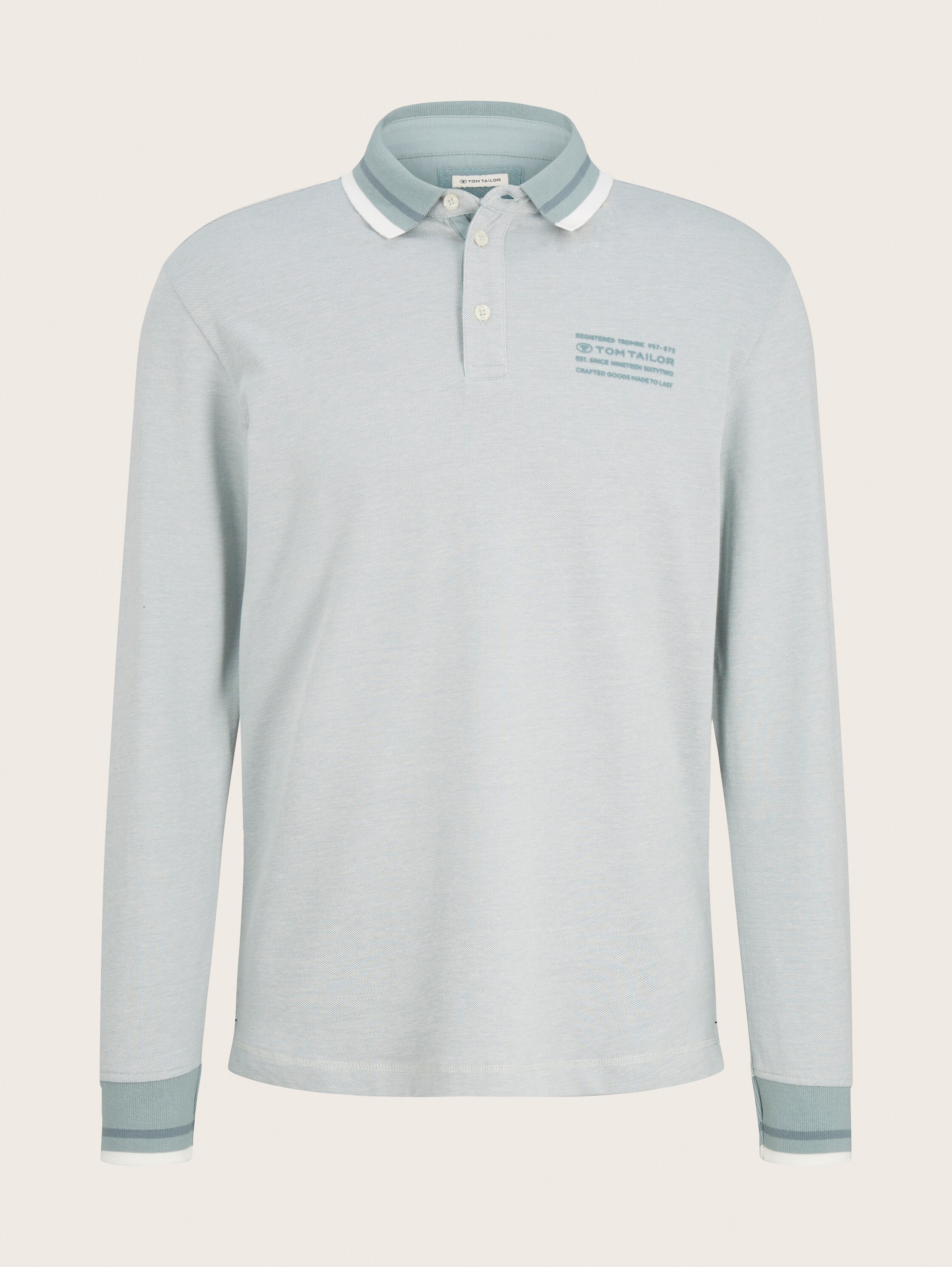 Langarm Poloshirt - ice blue offwhite two tone