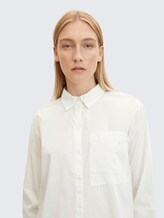 Loose Fit Bluse mit Brusttasche - Whisper White