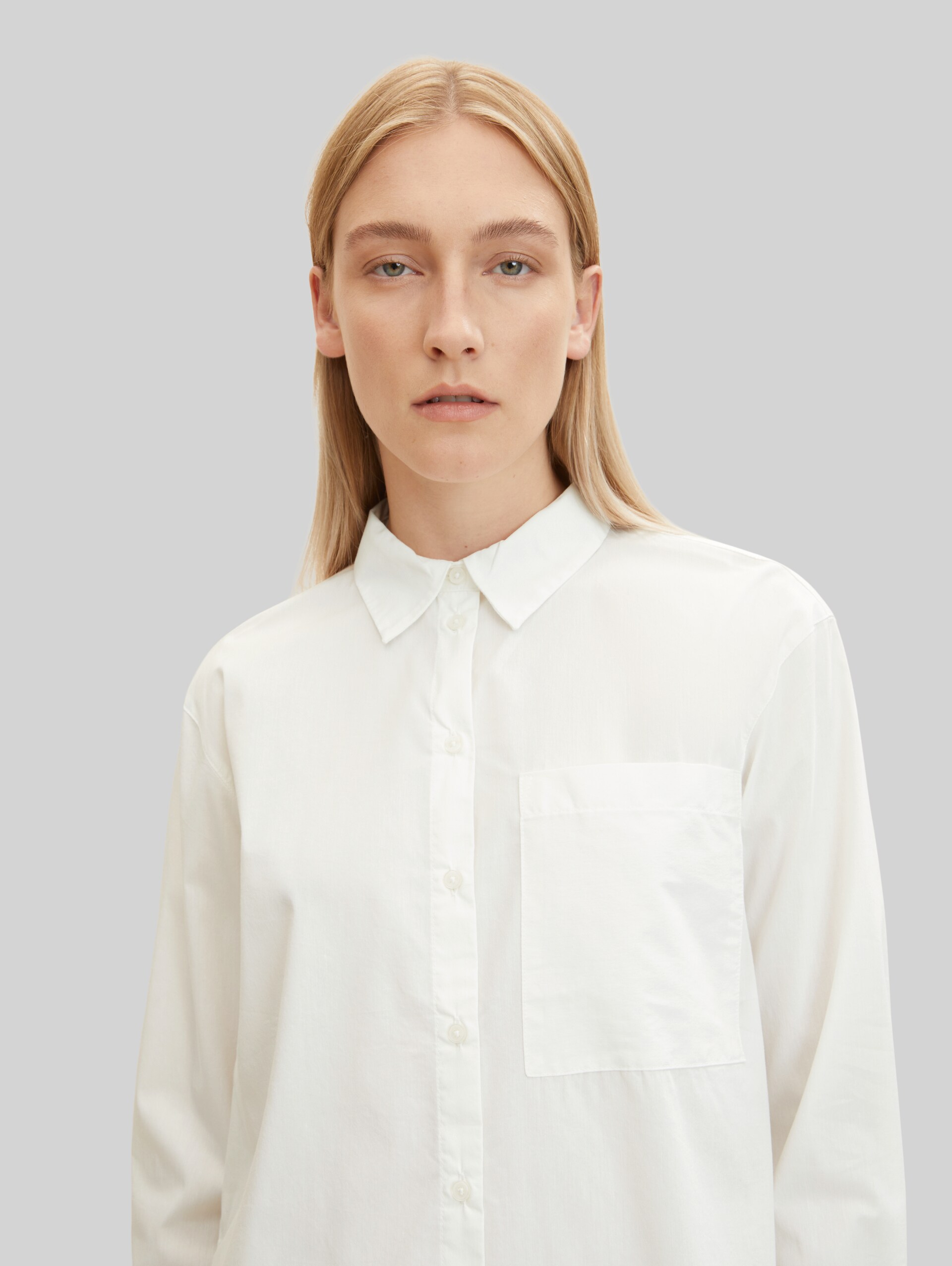 Blouse with a patch chest pocket - Whisper White