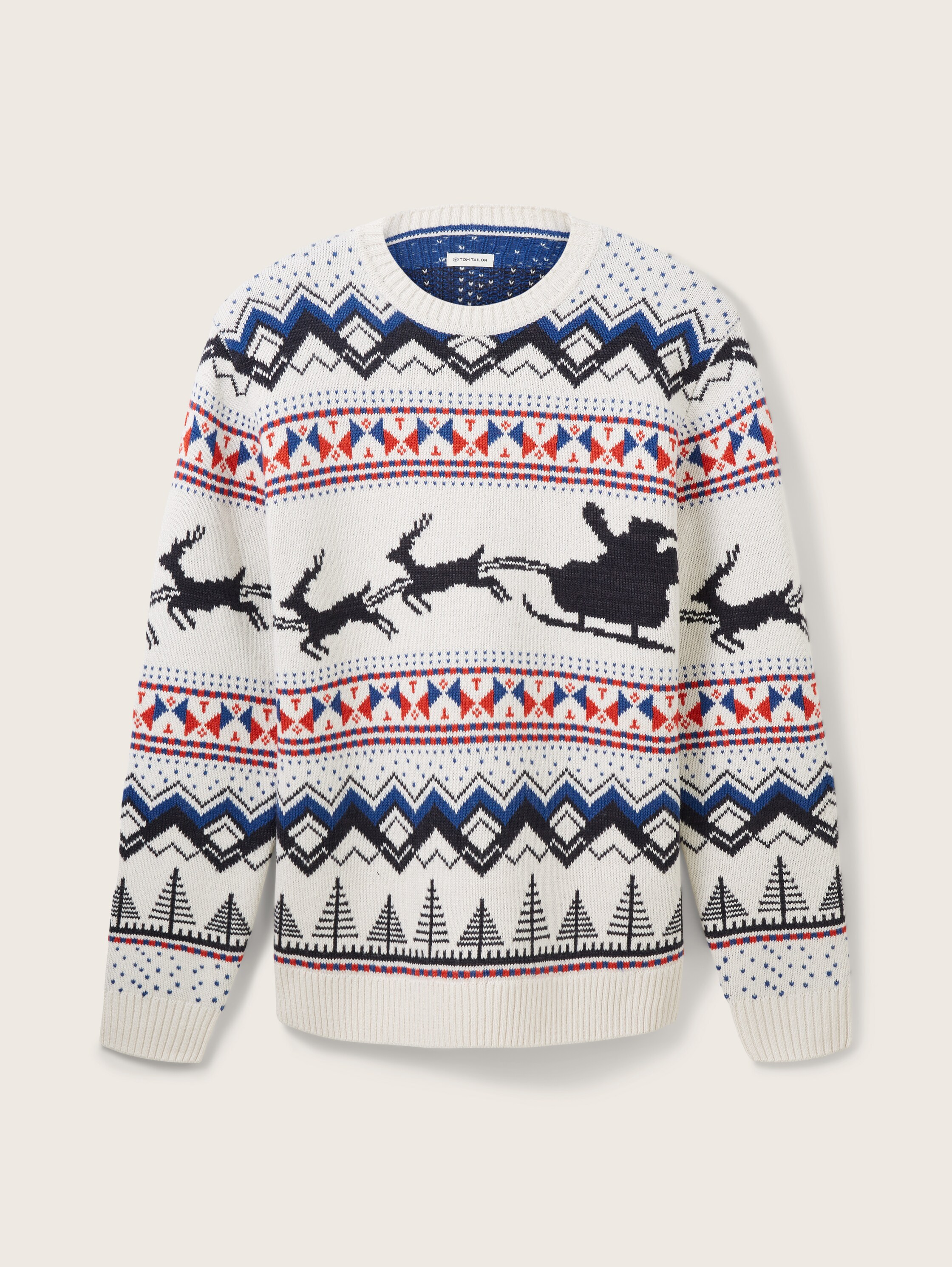 Strickpullover mit Weihnachtsmotiv - white based christmas jacquard