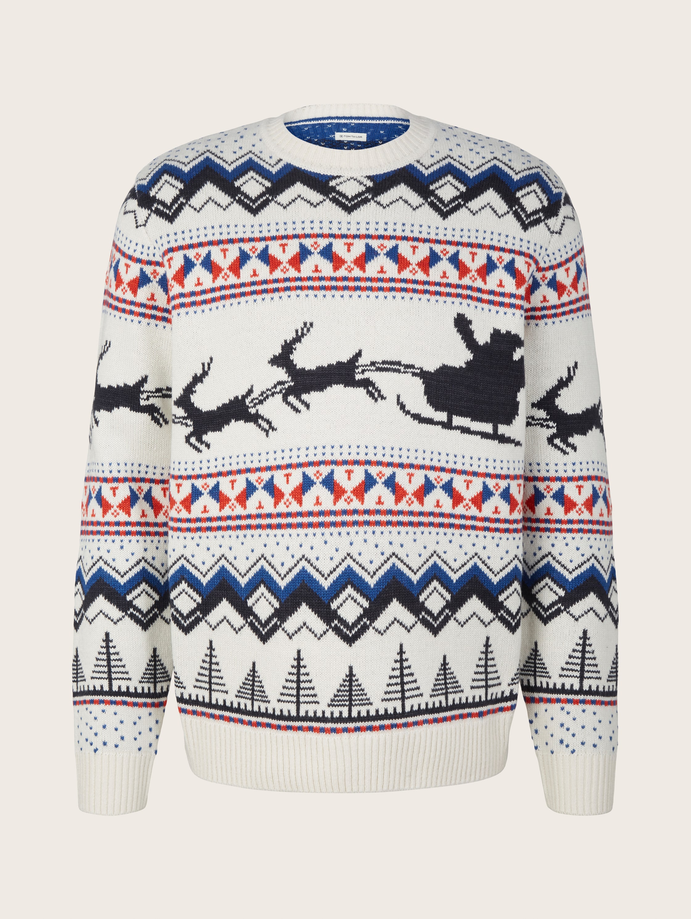 Strickpullover mit Weihnachtsmotiv - white based christmas jacquard