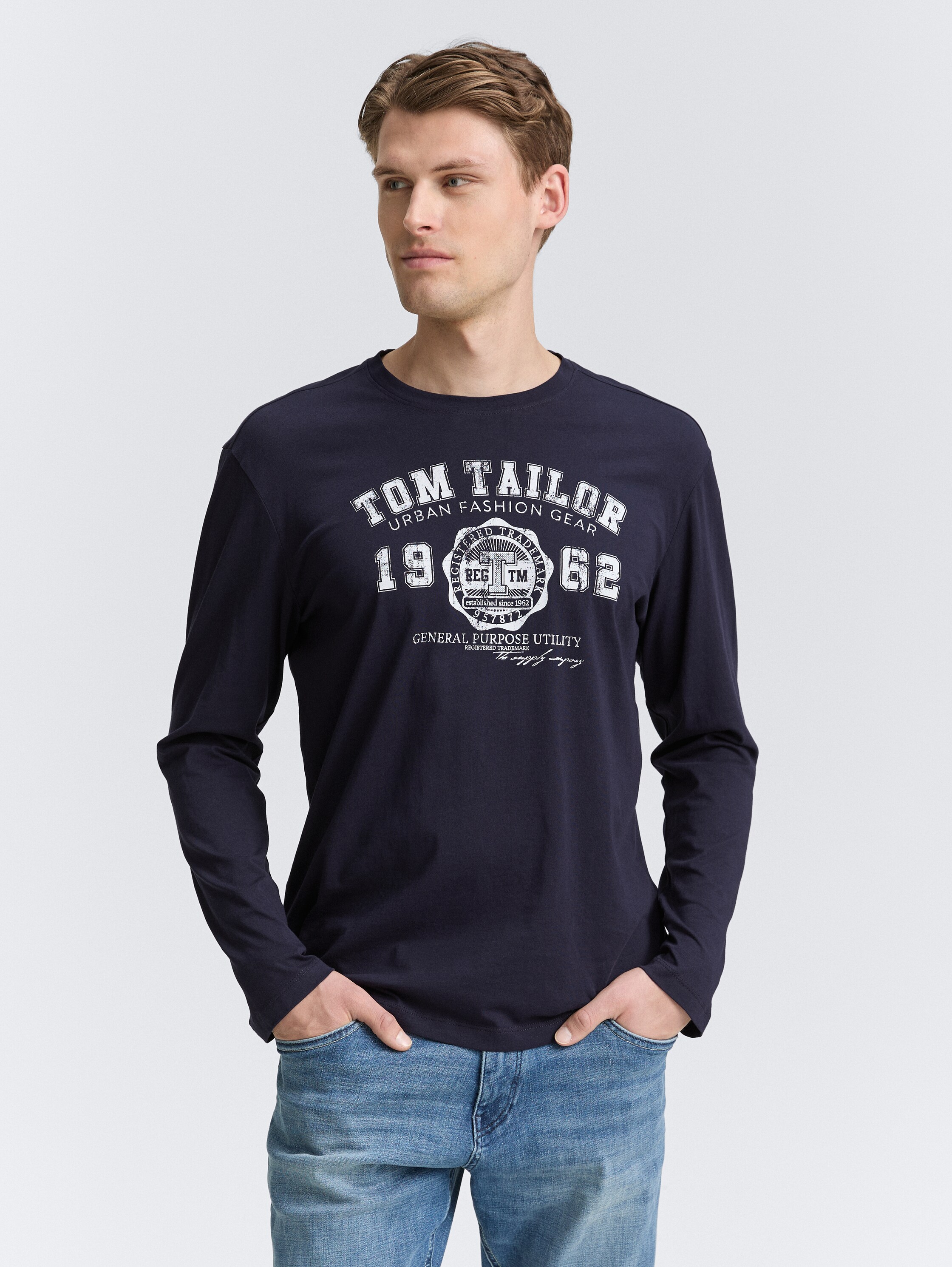 T-shirts à manches longues, lot de 2 - Knitted Navy - Découpe Vue de face du modèle