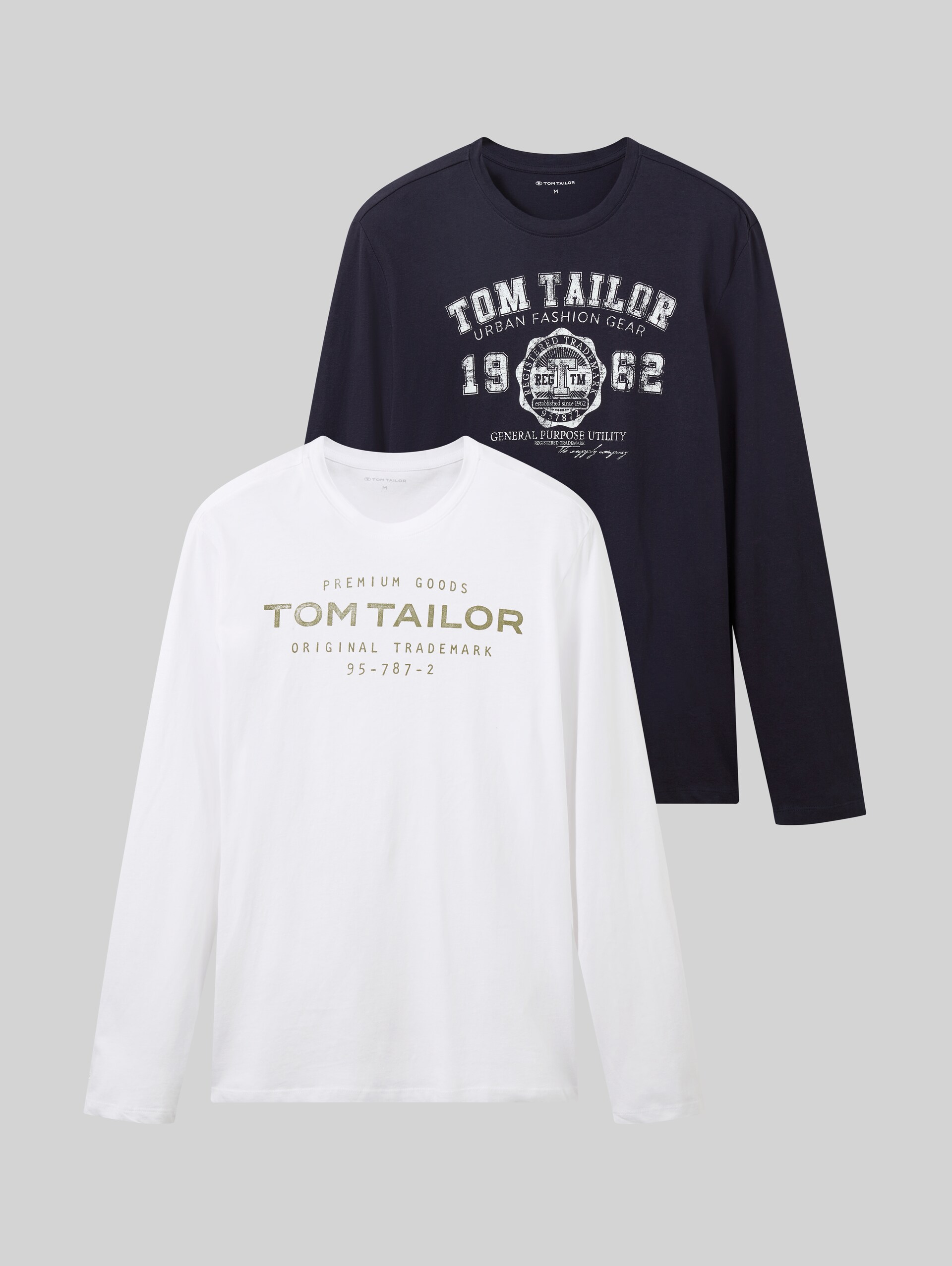 T-shirts met lange mouwen in een set van 2 - Knitted Navy - Vooraanzicht product 