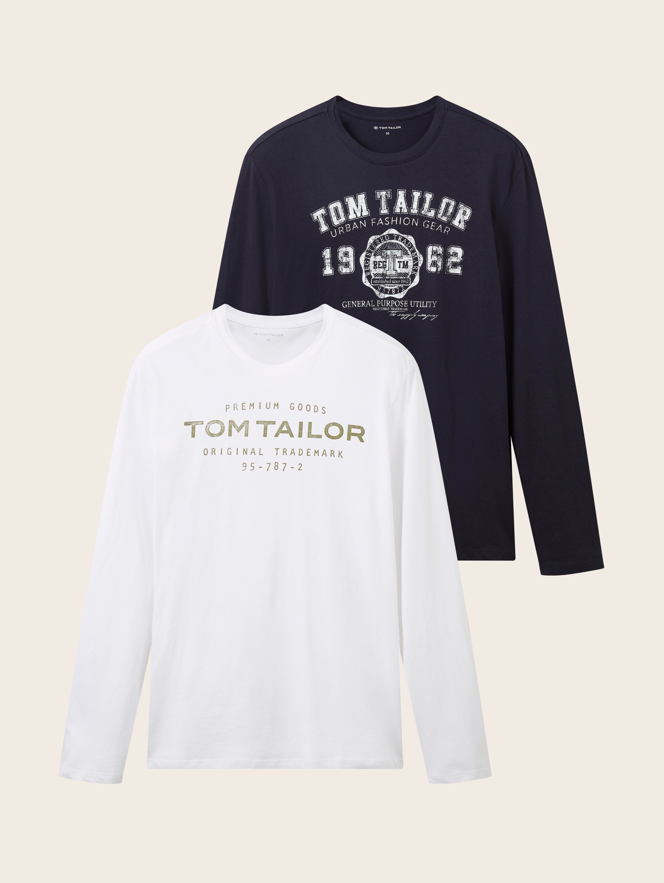 T-shirts à manches longues, lot de 2 - Knitted Navy - Vue de face du produit 