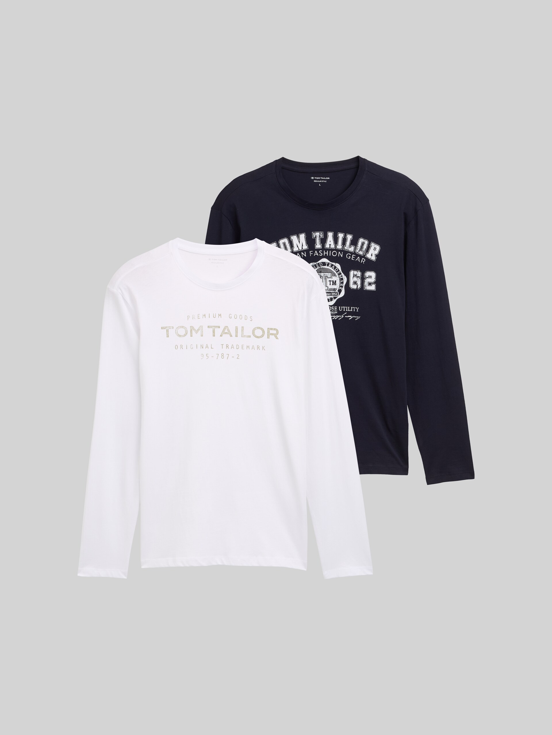 T-shirts met lange mouwen in een set van 2 - Knitted Navy - Product vooraanzicht