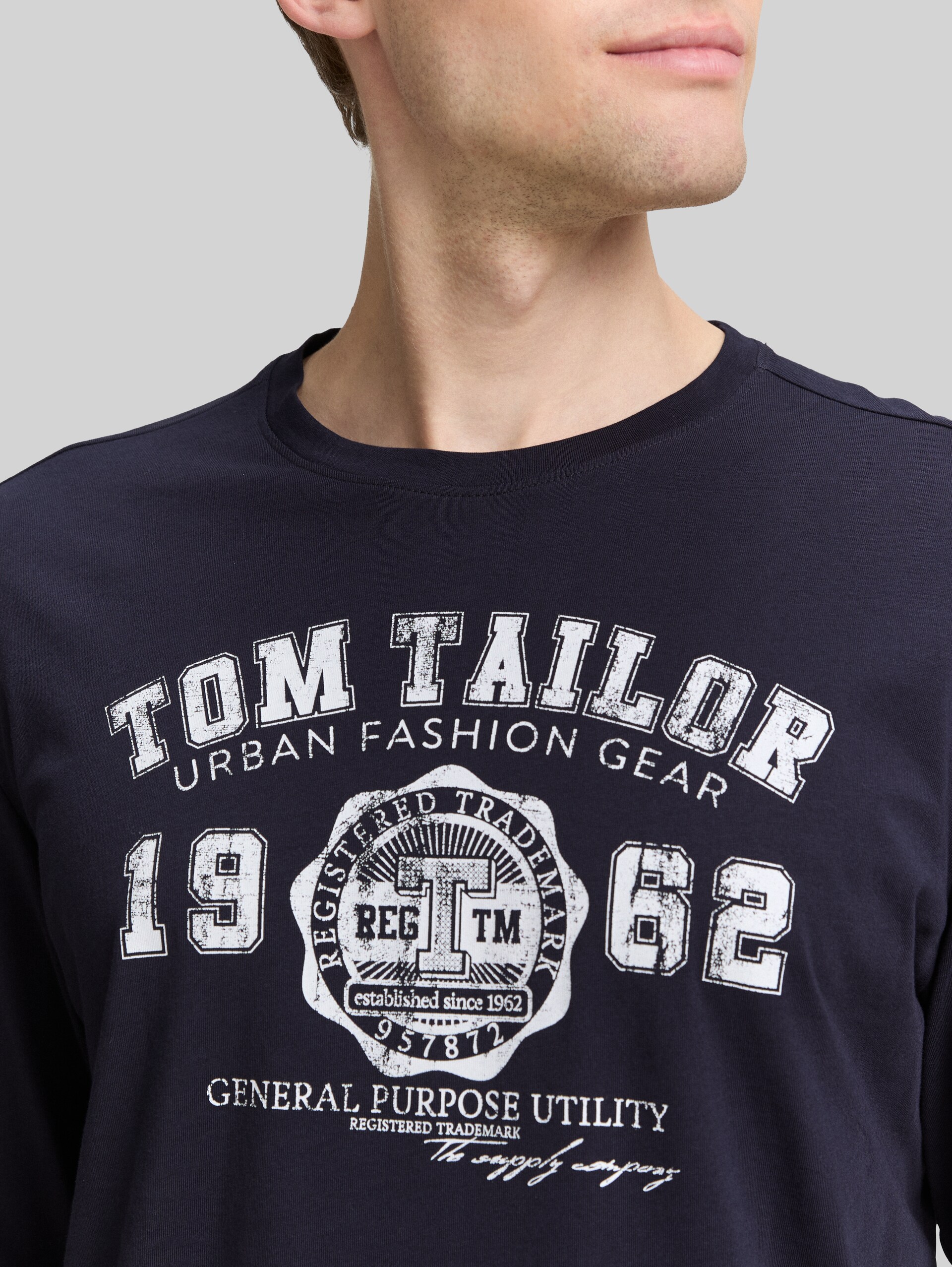 T-shirts met lange mouwen in een set van 2 - Knitted Navy - Detailaanzicht model