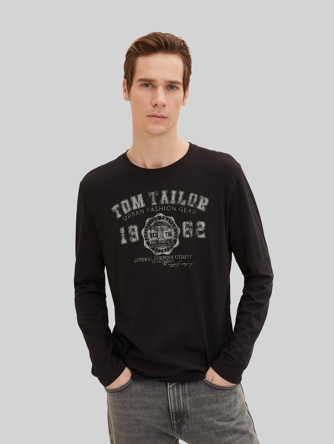 T-shirts met lange mouwen in een set van 2 door Men, Black
