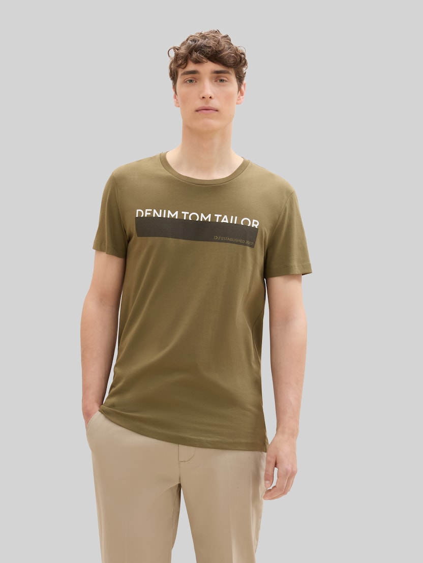 T-shirt met print in een set van 3 door Denim Male, Dry Greyish Olive