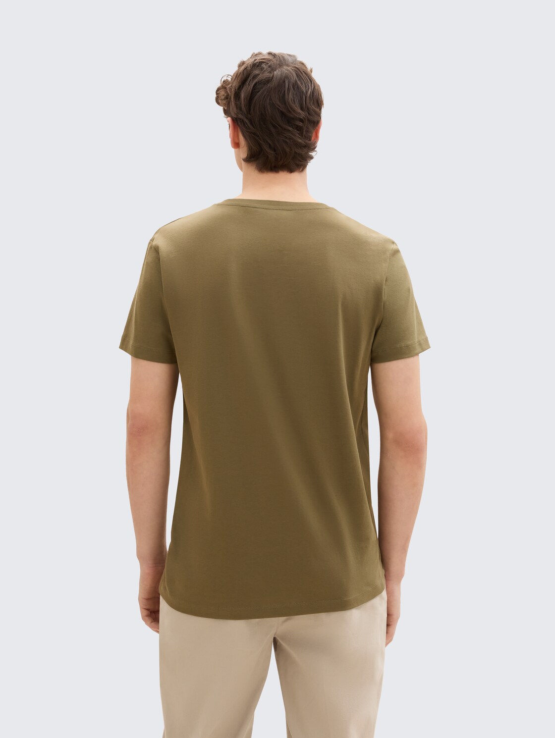 T-Shirt mit Print im 3er-Pack - Dry Greyish Olive - Auschnitt Model-Rückansicht