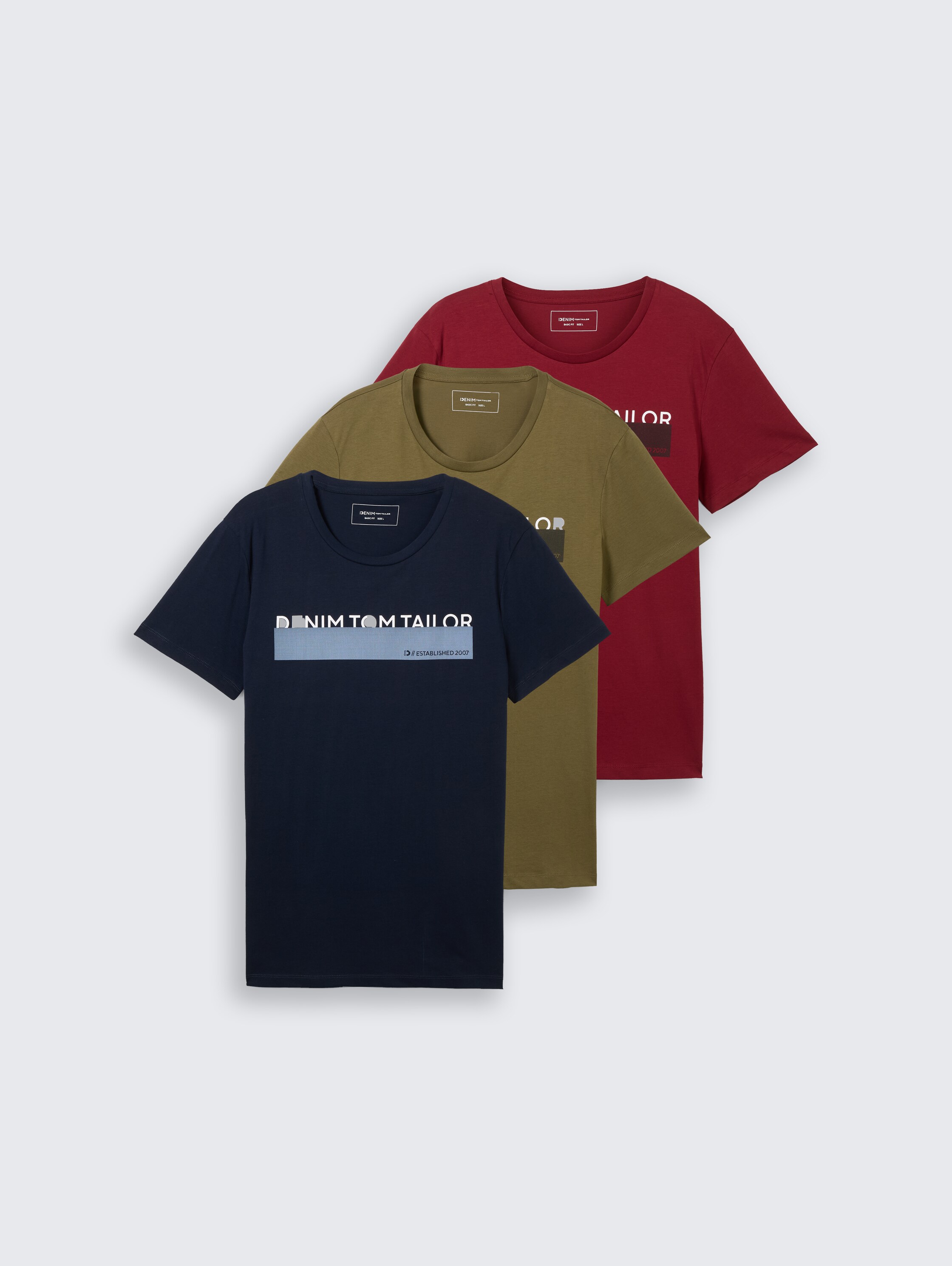 T-shirt met print in 3-pack - Dry Greyish Olive - Product vooraanzicht