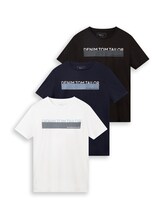 Ausgewählt, T-Shirt mit Print im 3er-Pack von Tom Tailor, schwarz