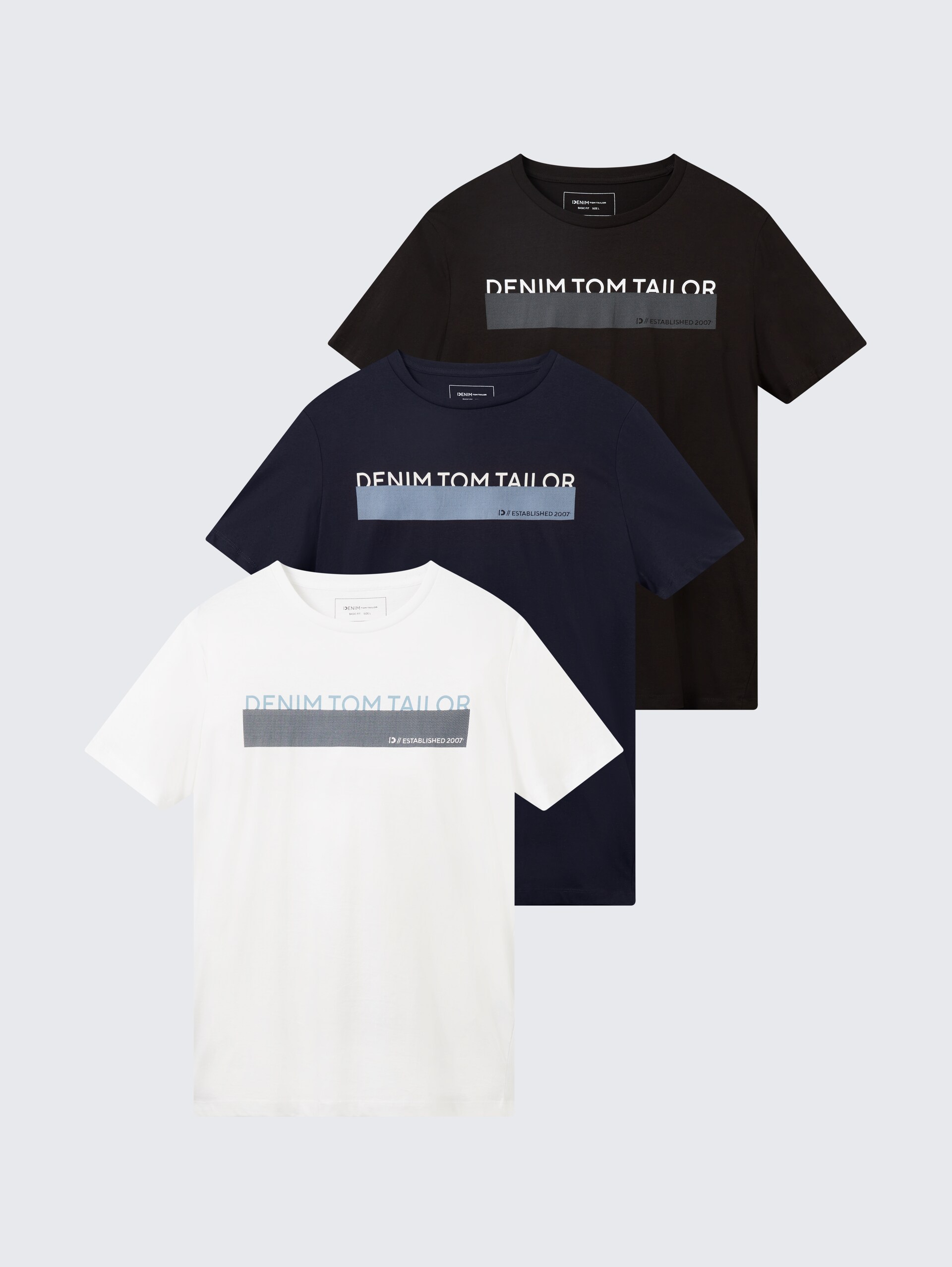 T-Shirt mit Print im 3er-Pack - Black - Vorder-Produkt-Ansicht 