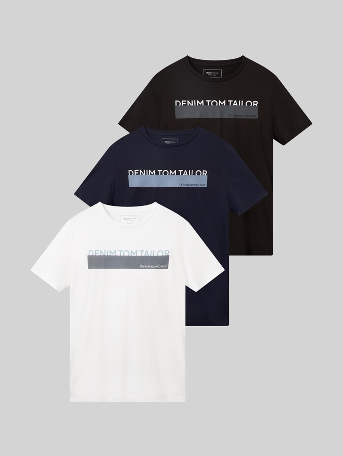 Lot de 3 t-shirts imprimés par Denim Male, Black