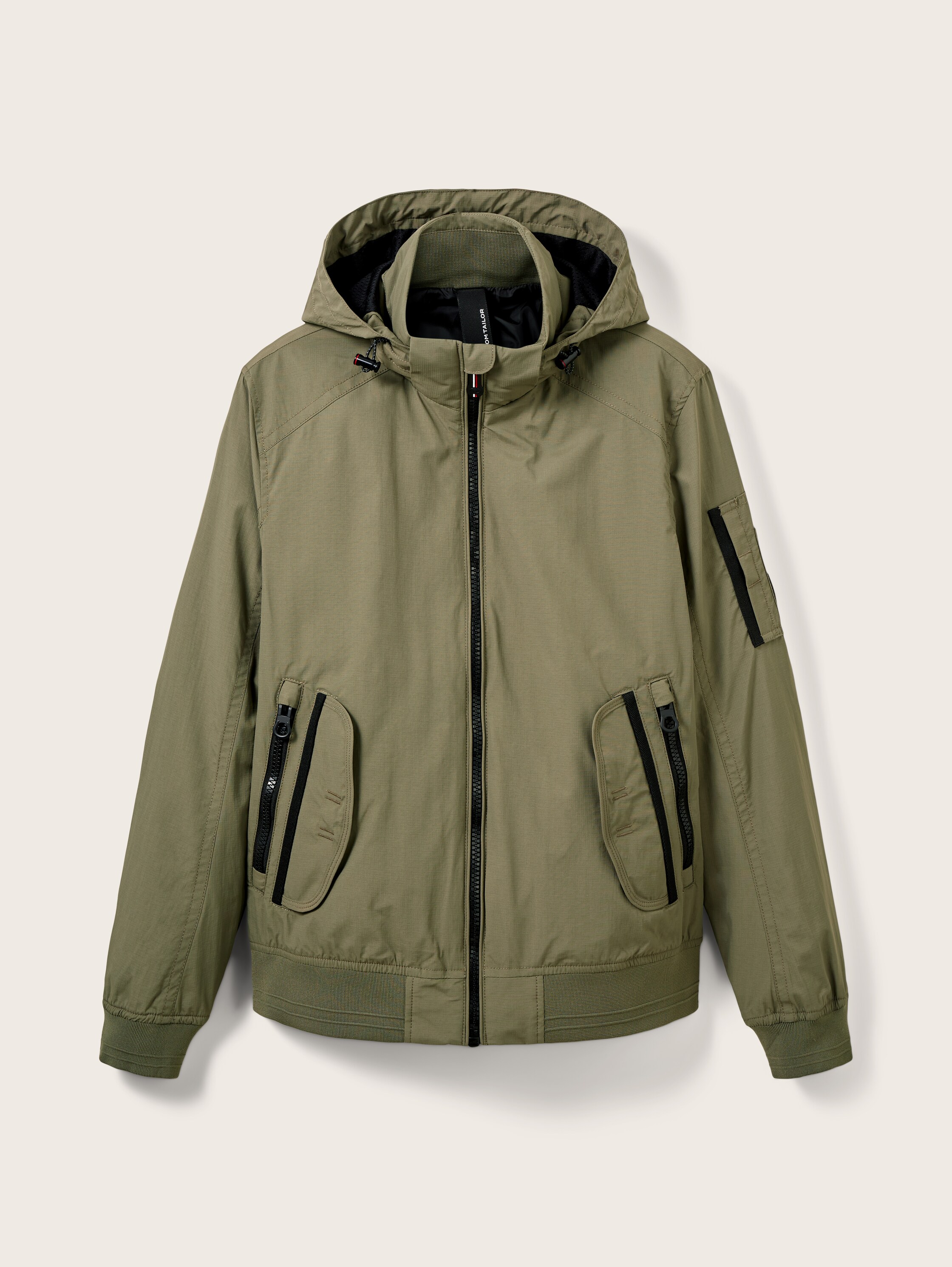 Bomber Jacke mit abnehmbarer Kapuze - Dusty Olive Green