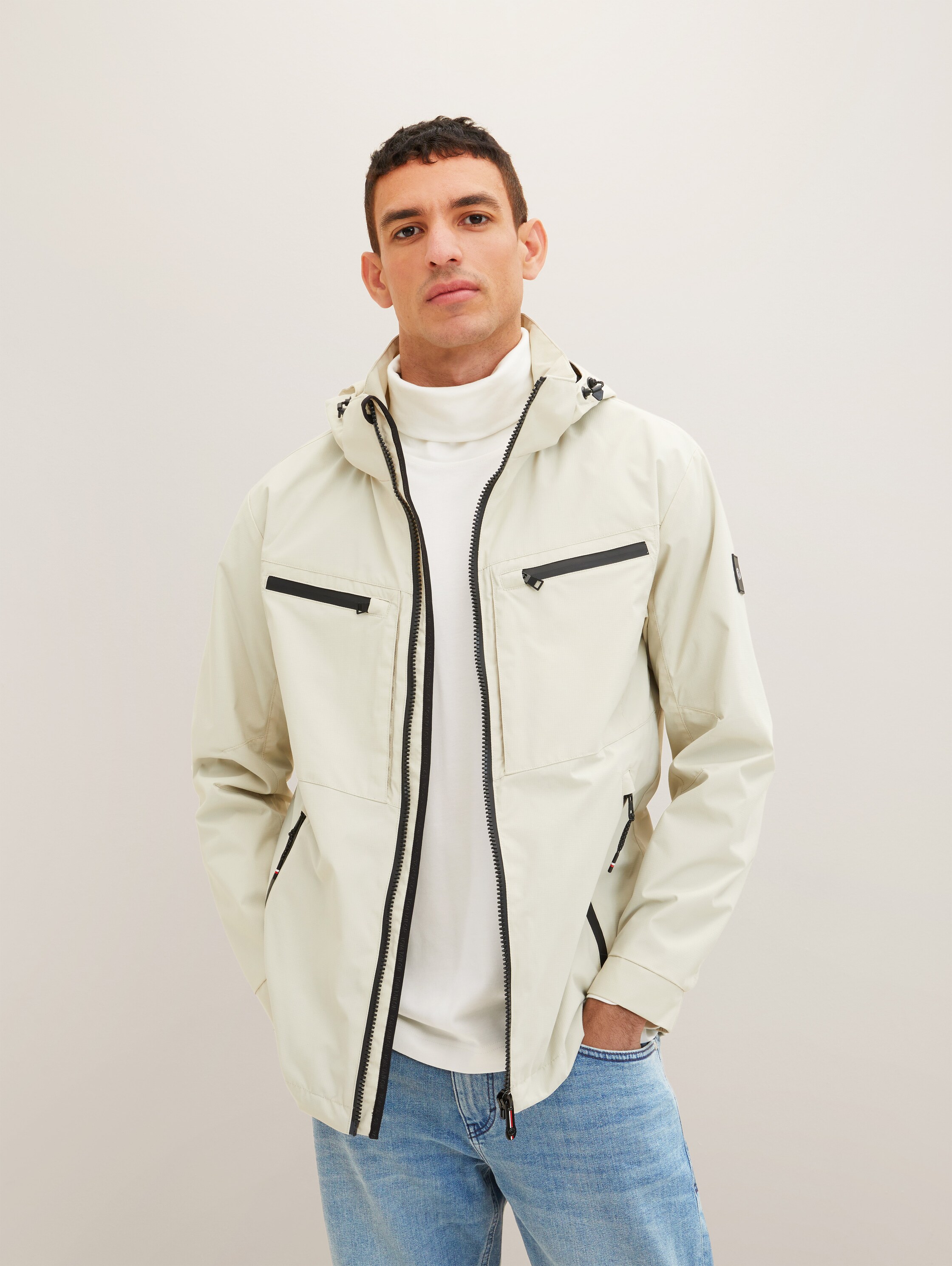 Veste à capuche amovible - beige - 