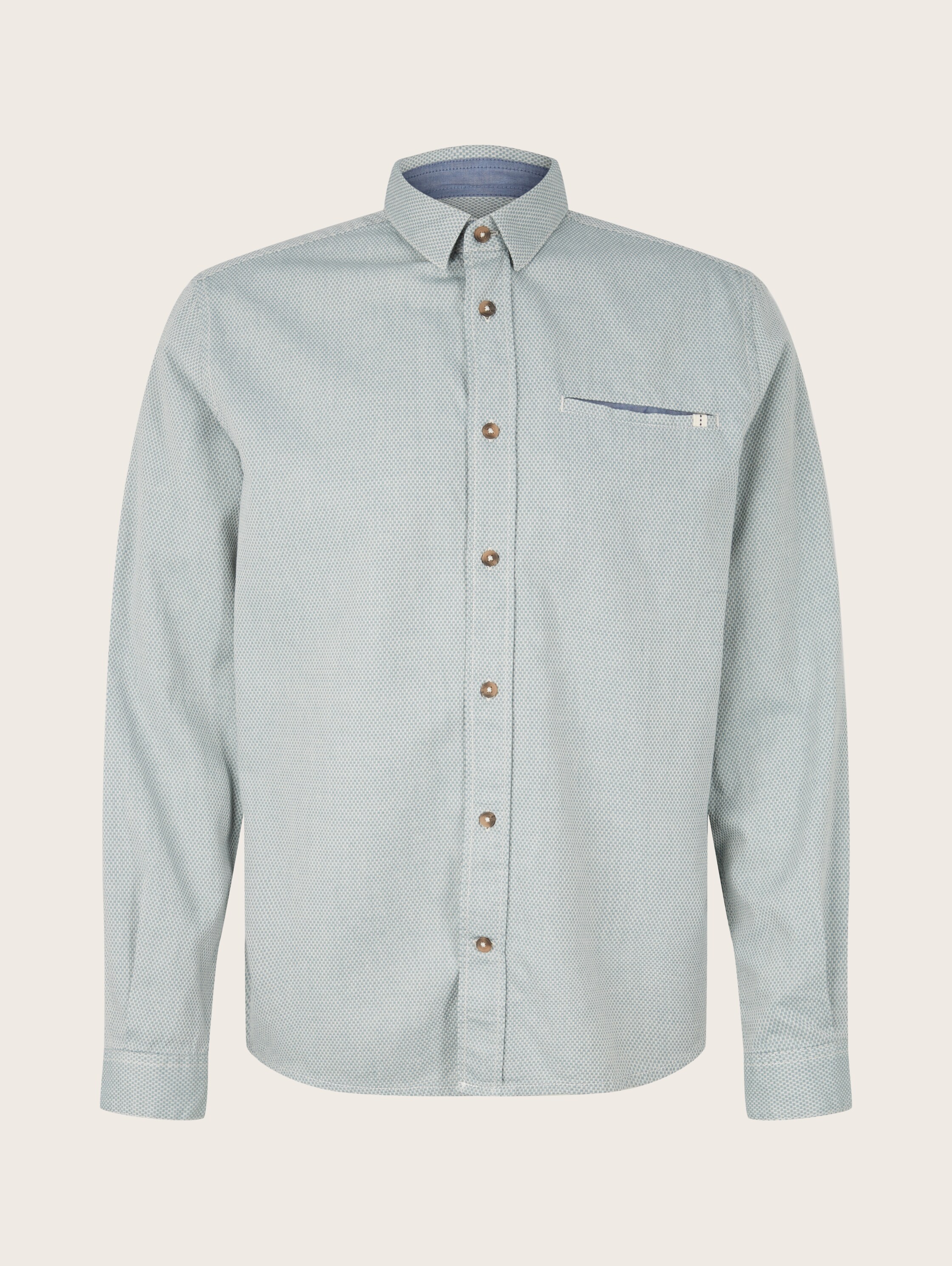 Textured shirt - green white squared structure - Front product view