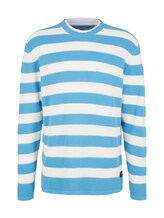 Ausgewählt, Gestreifter Strickpullover von Tom Tailor, blau
