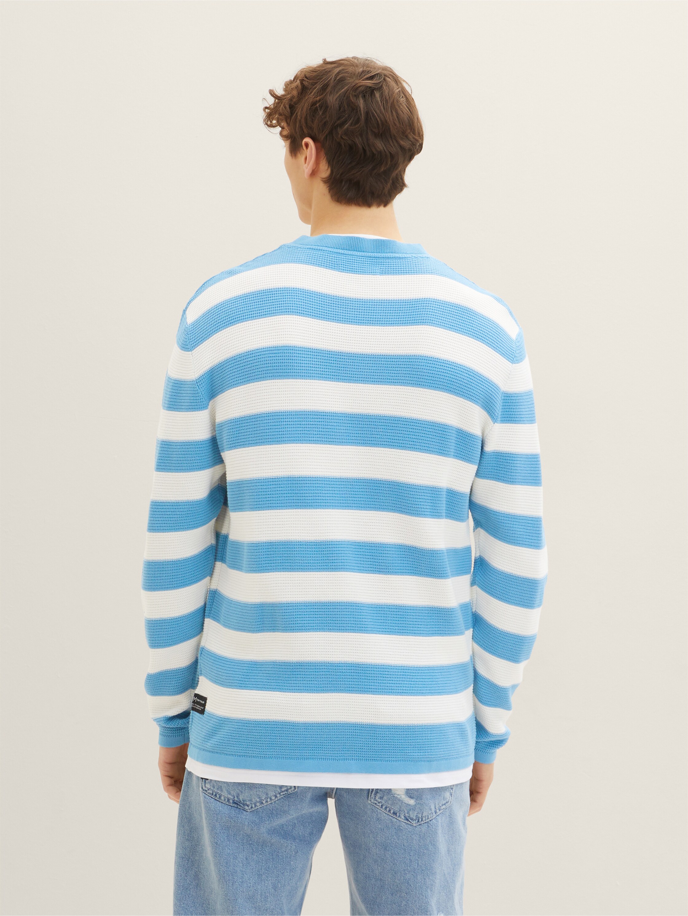 Gestreifter Strickpullover - blue white block stripe