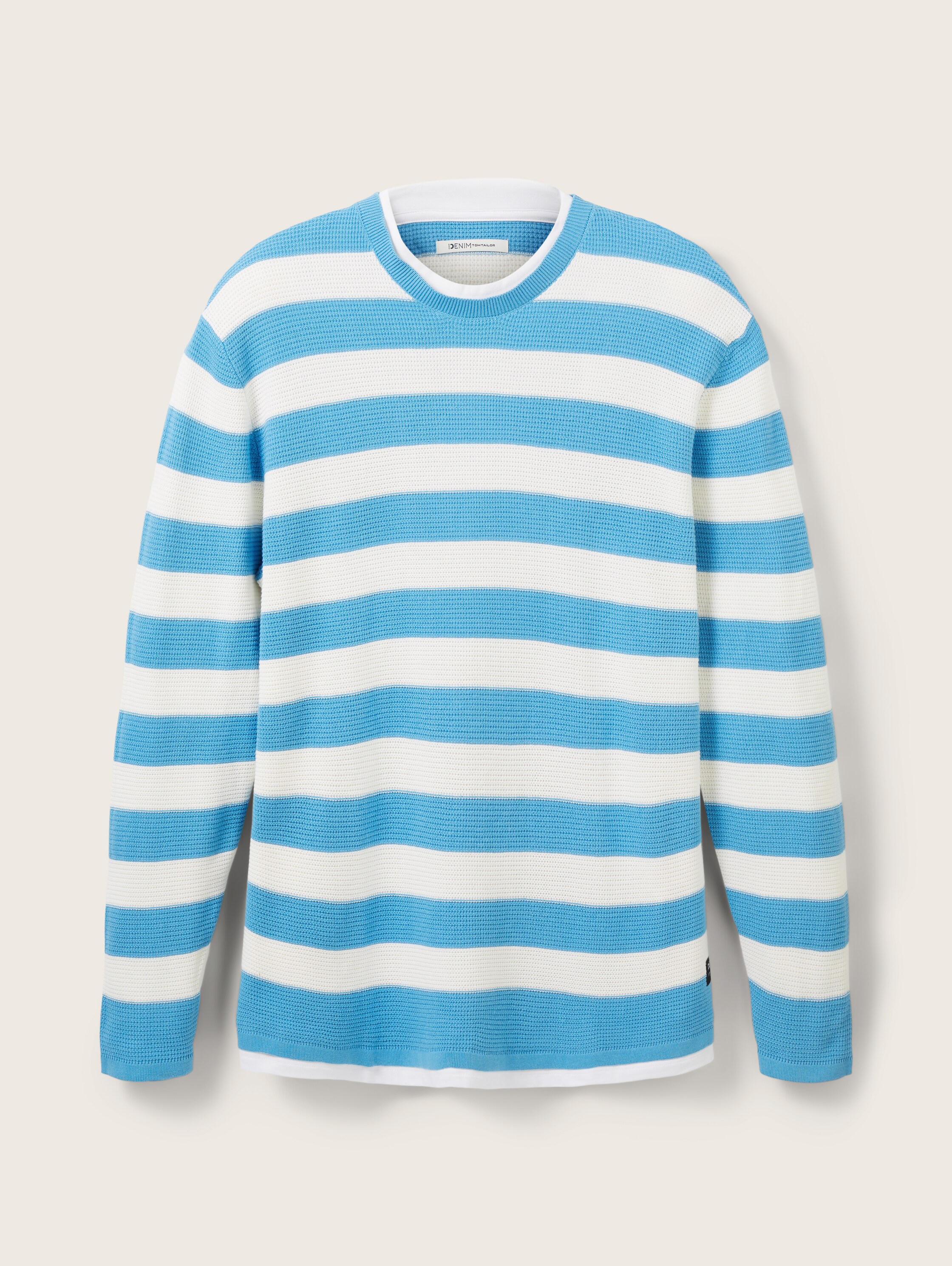 Gestreifter Strickpullover - blue white block stripe