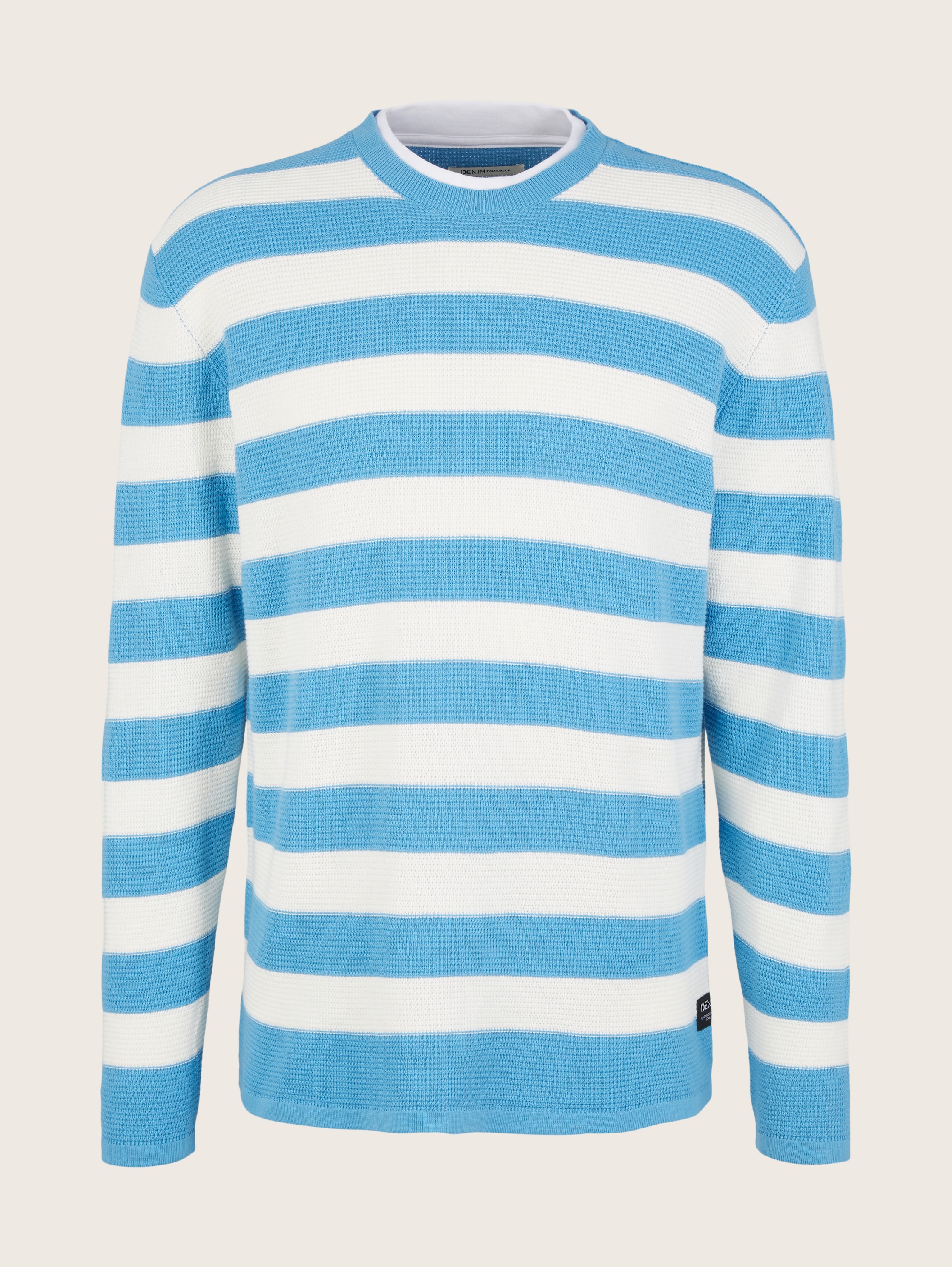 Gestreifter Strickpullover - blue white block stripe