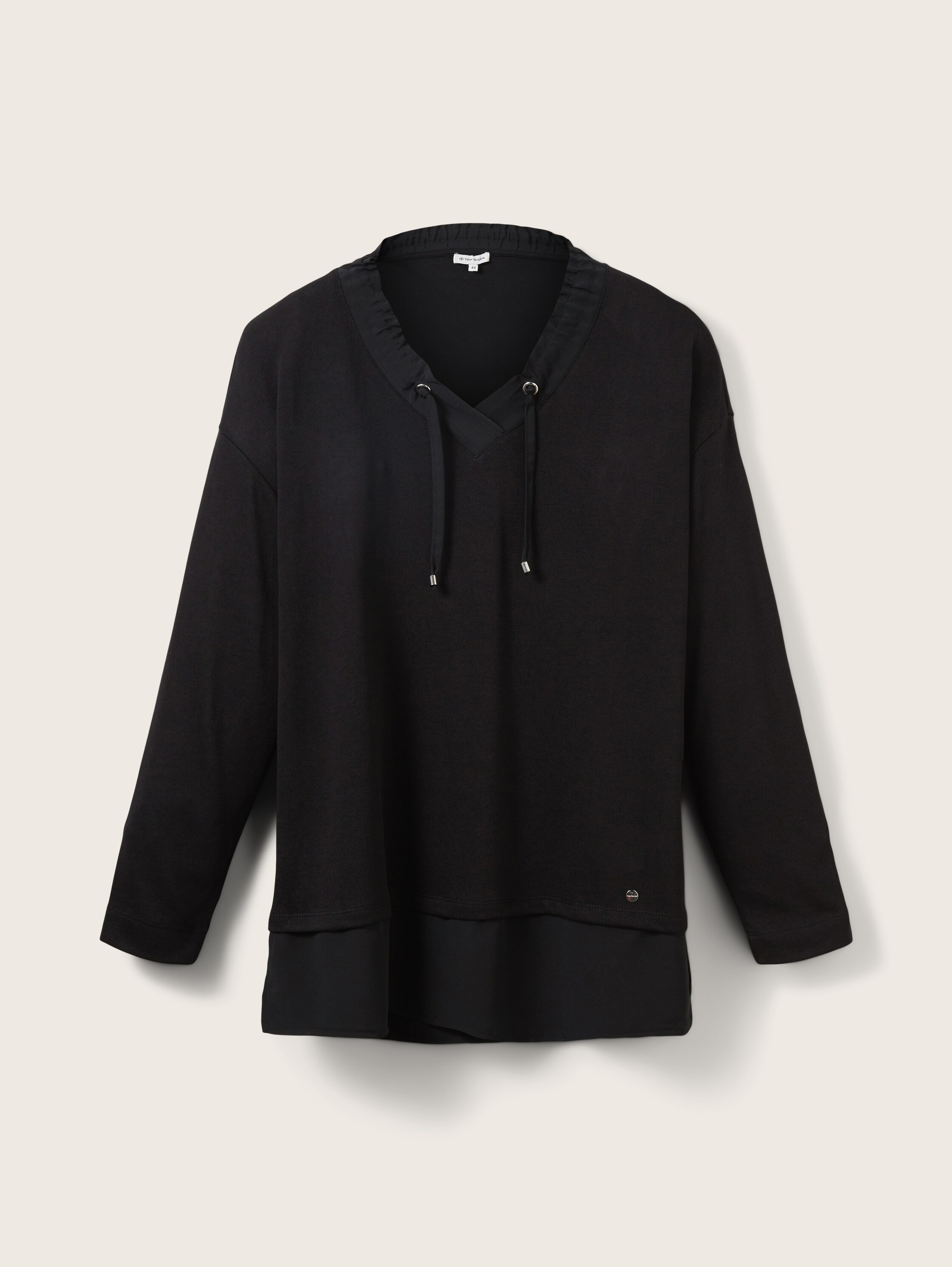 Plus - Shirt met lange mouwen en V-hals - deep black - Vooraanzicht product 