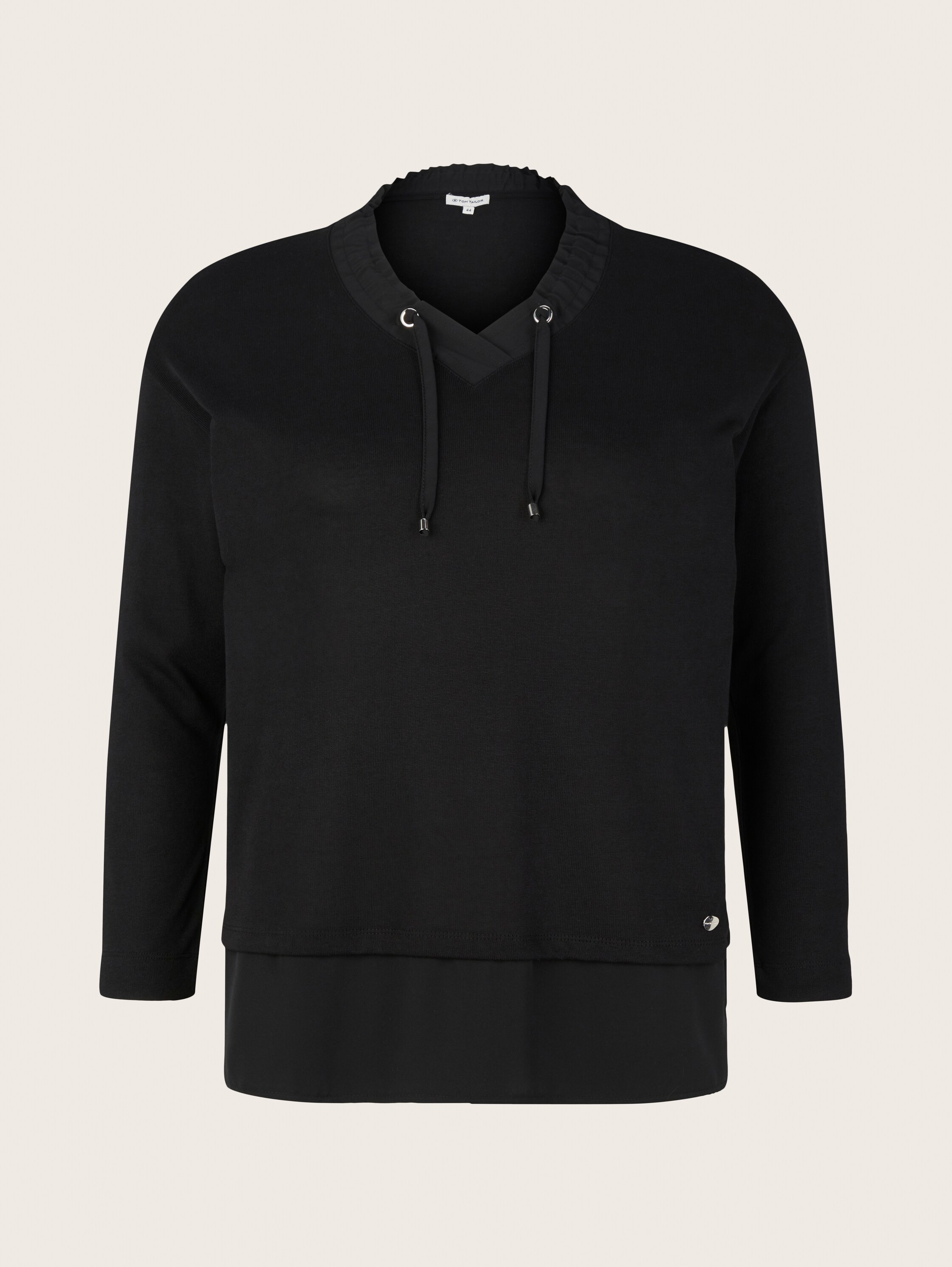 Plus - Shirt met lange mouwen en V-hals - deep black - Product vooraanzicht