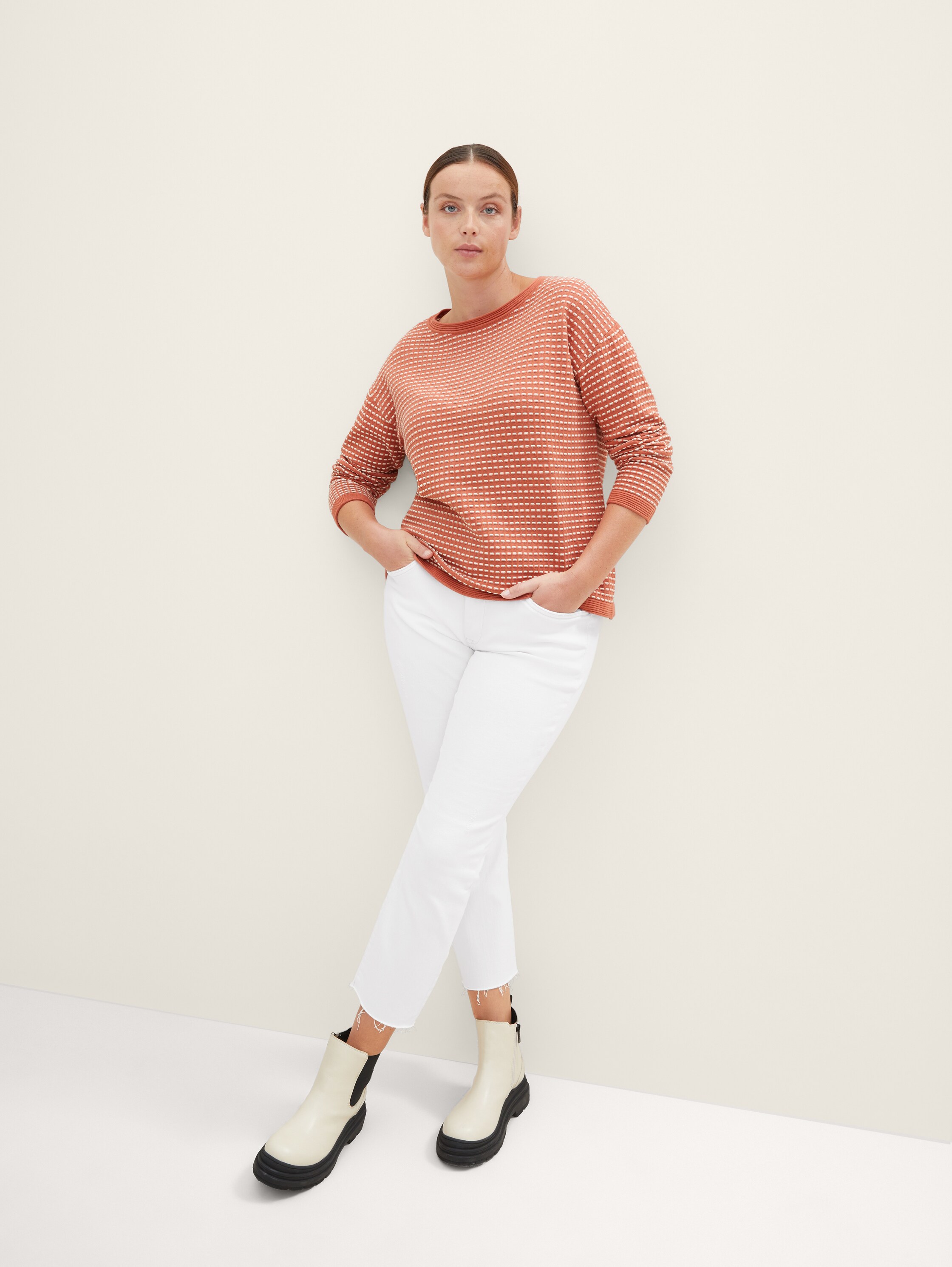 Plus Size - Strukturierter Strickpullover - 1