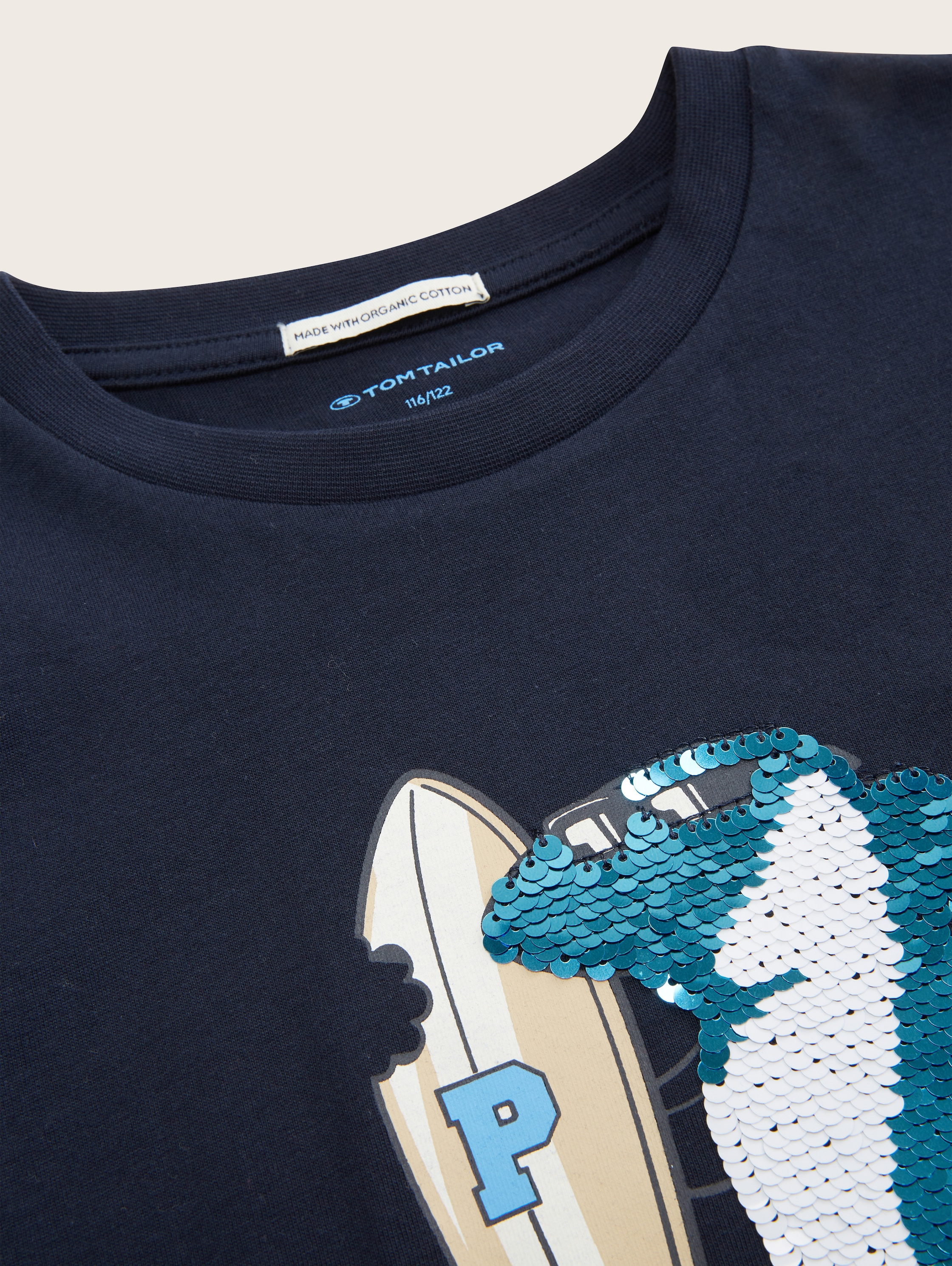 T-Shirt mit Wendepailletten - sky captain blue - Detail-Model-Ansicht