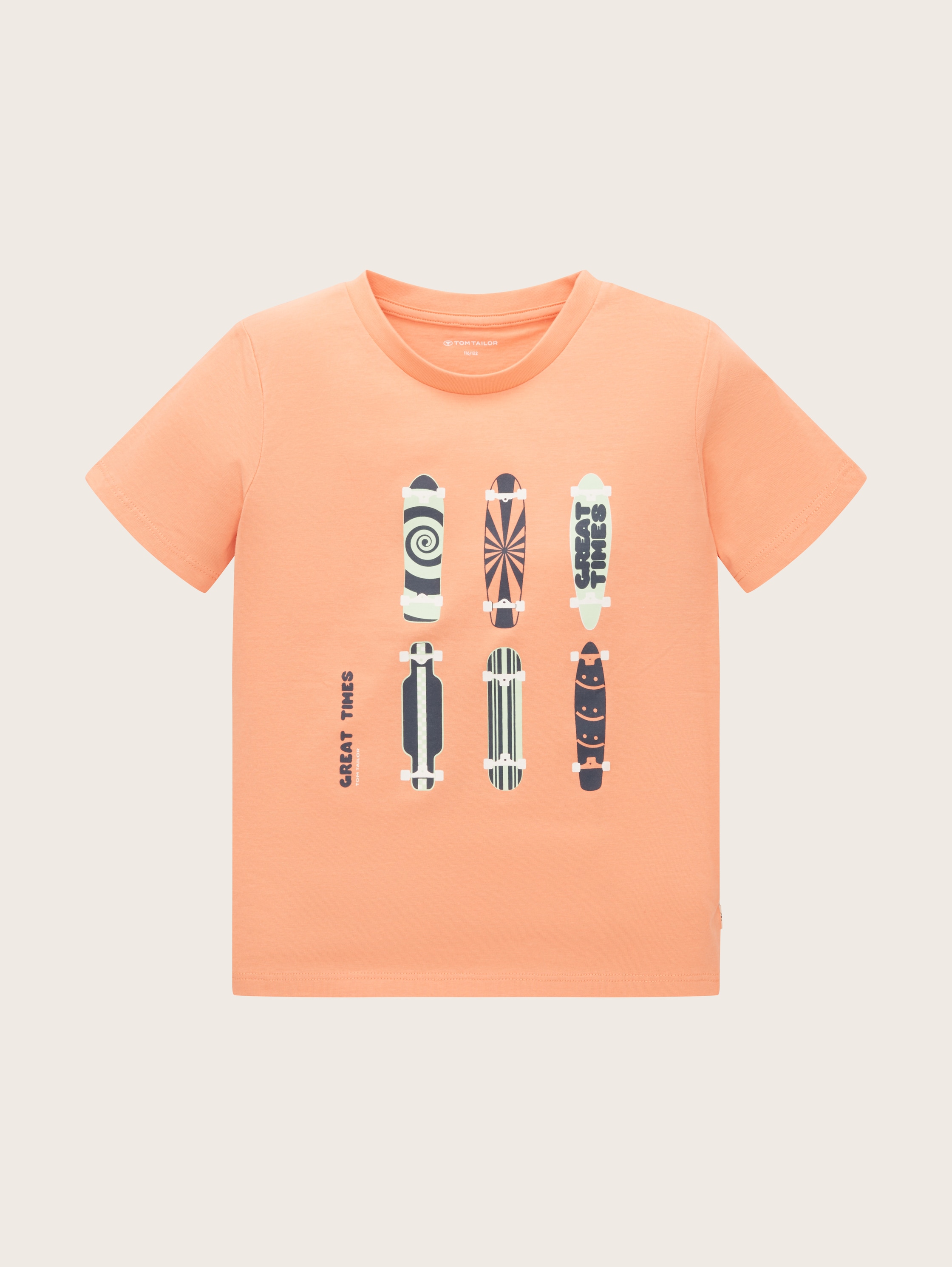 T-shirt met print - bright peach orange - Product vooraanzicht