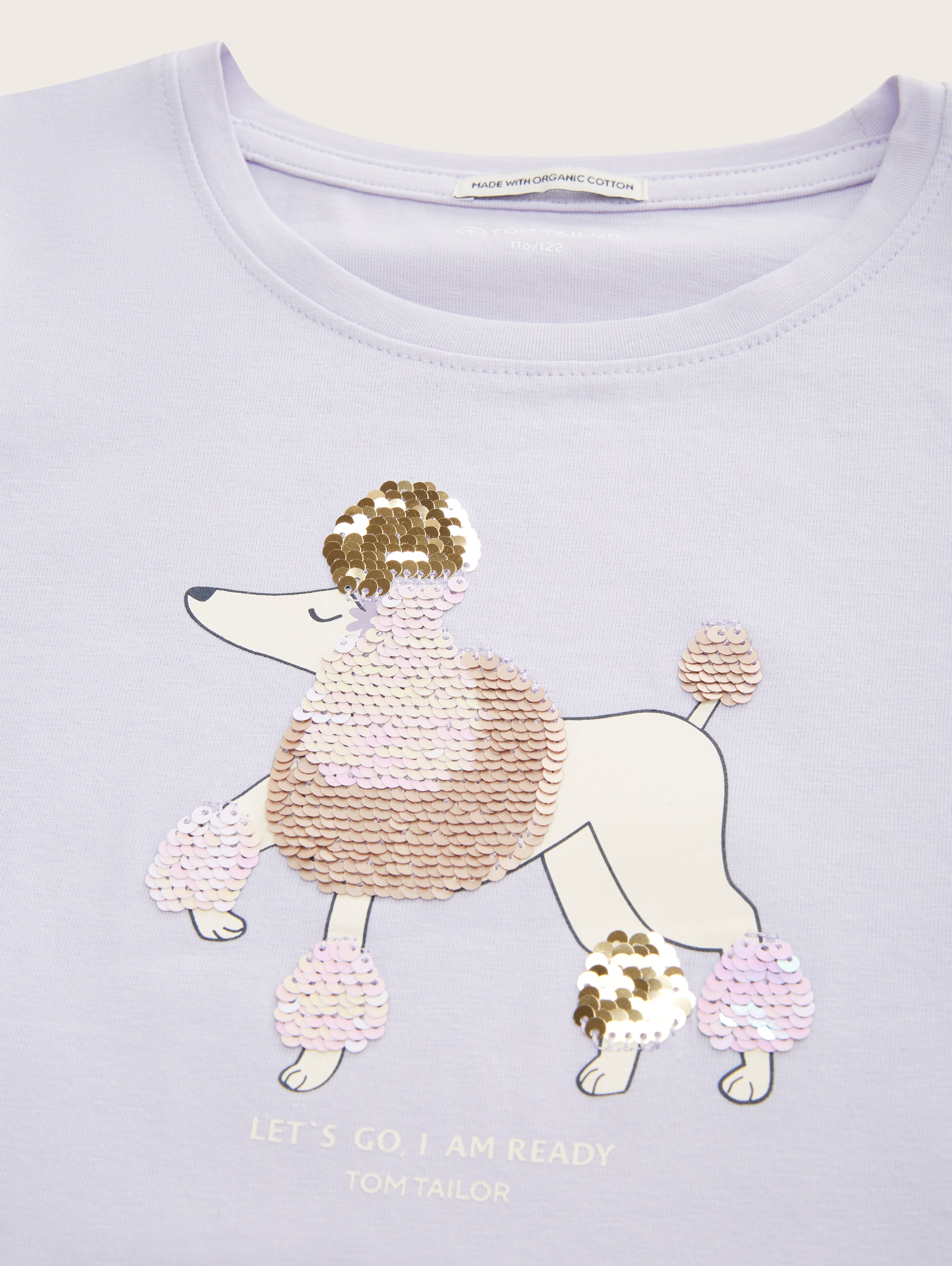 T-shirt met omkeerbare pailletten - light lavender - Detailaanzicht model