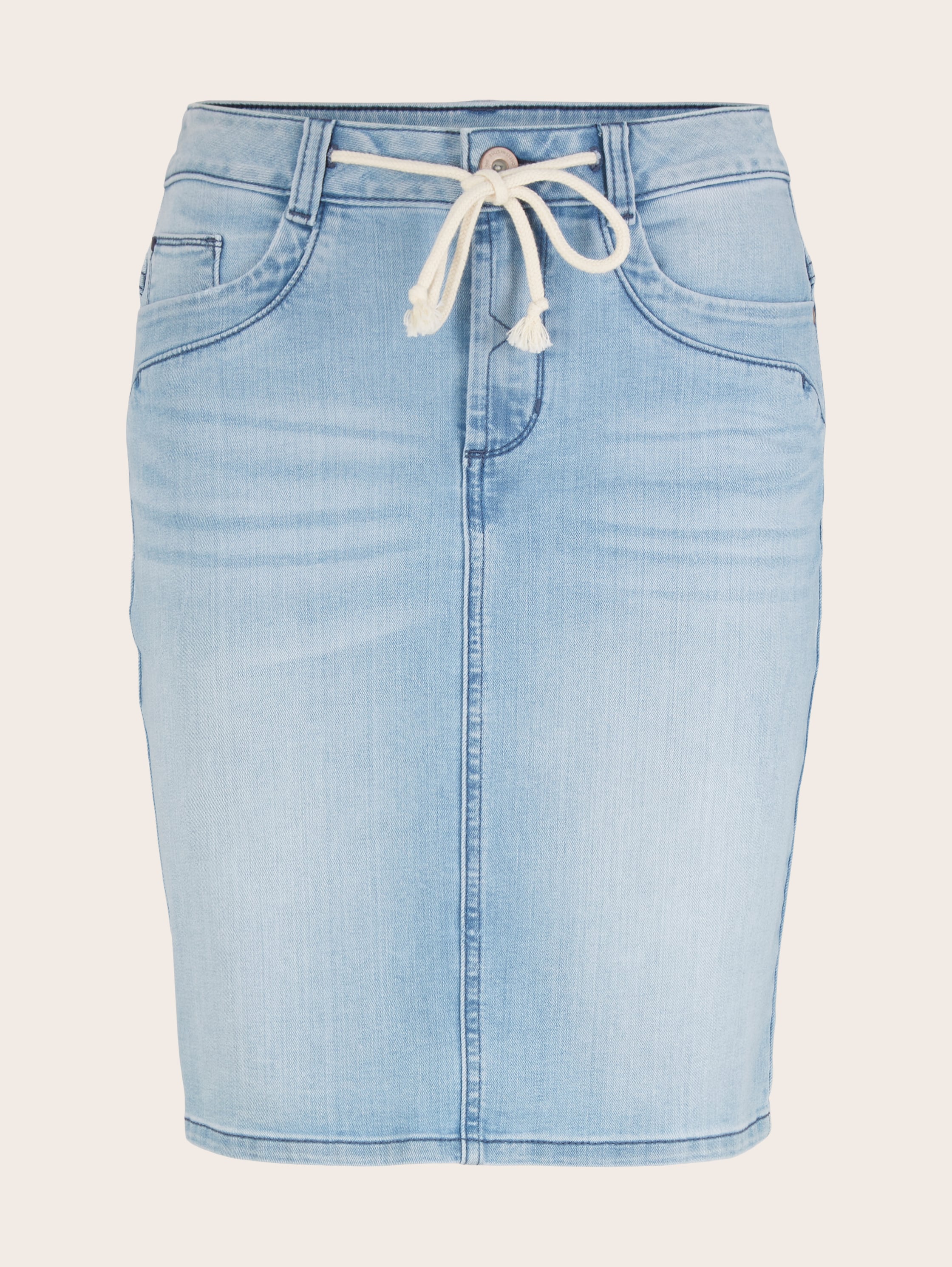 Jeansrok met koord - Light Stone Blue Denim - Product vooraanzicht