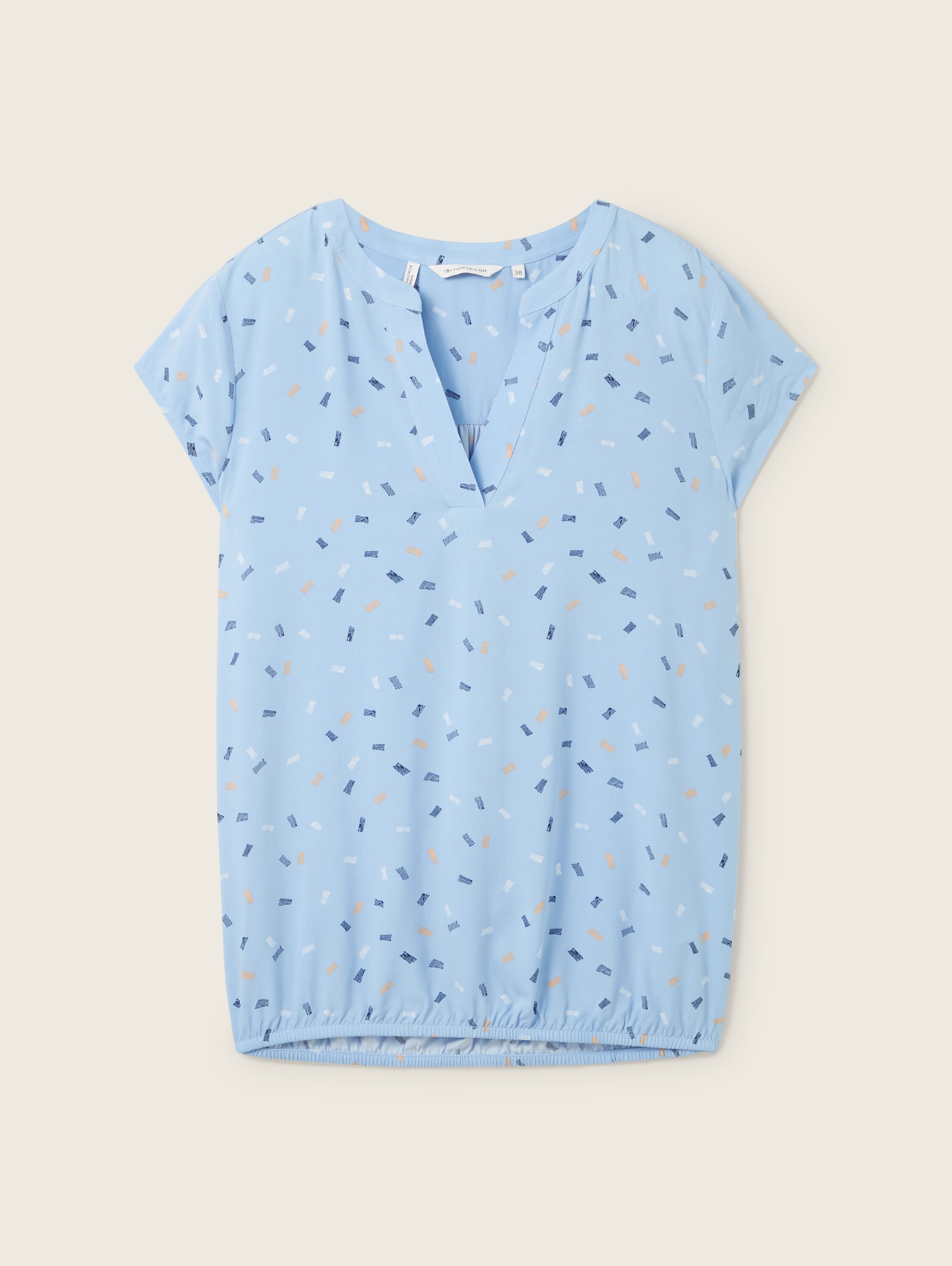 Patterned blouse with LENZING (TM) ECOVERO (TM) - blue multicolor minimal - Front product view