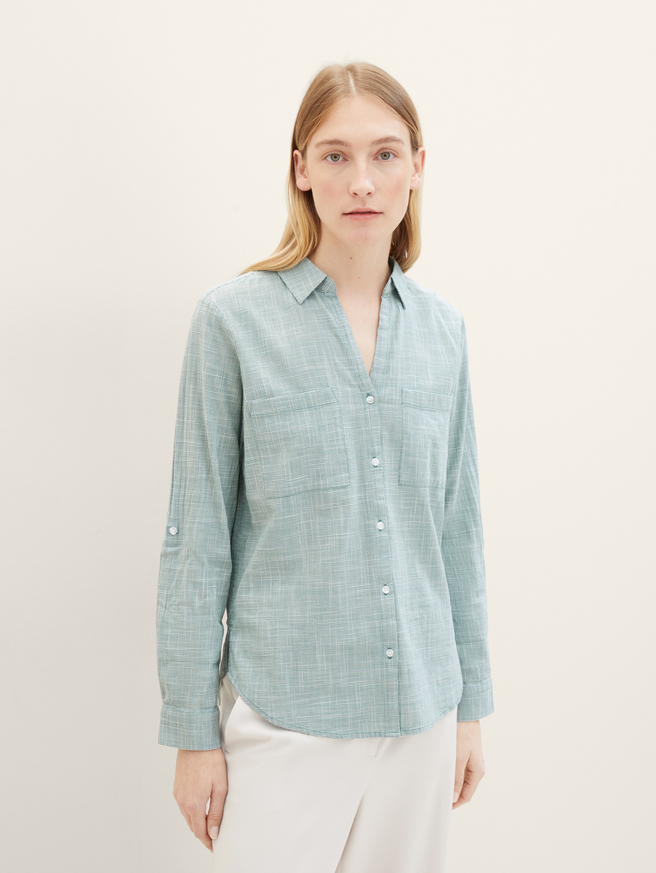 Bluse mit Brusttaschen - Sea Pine Green