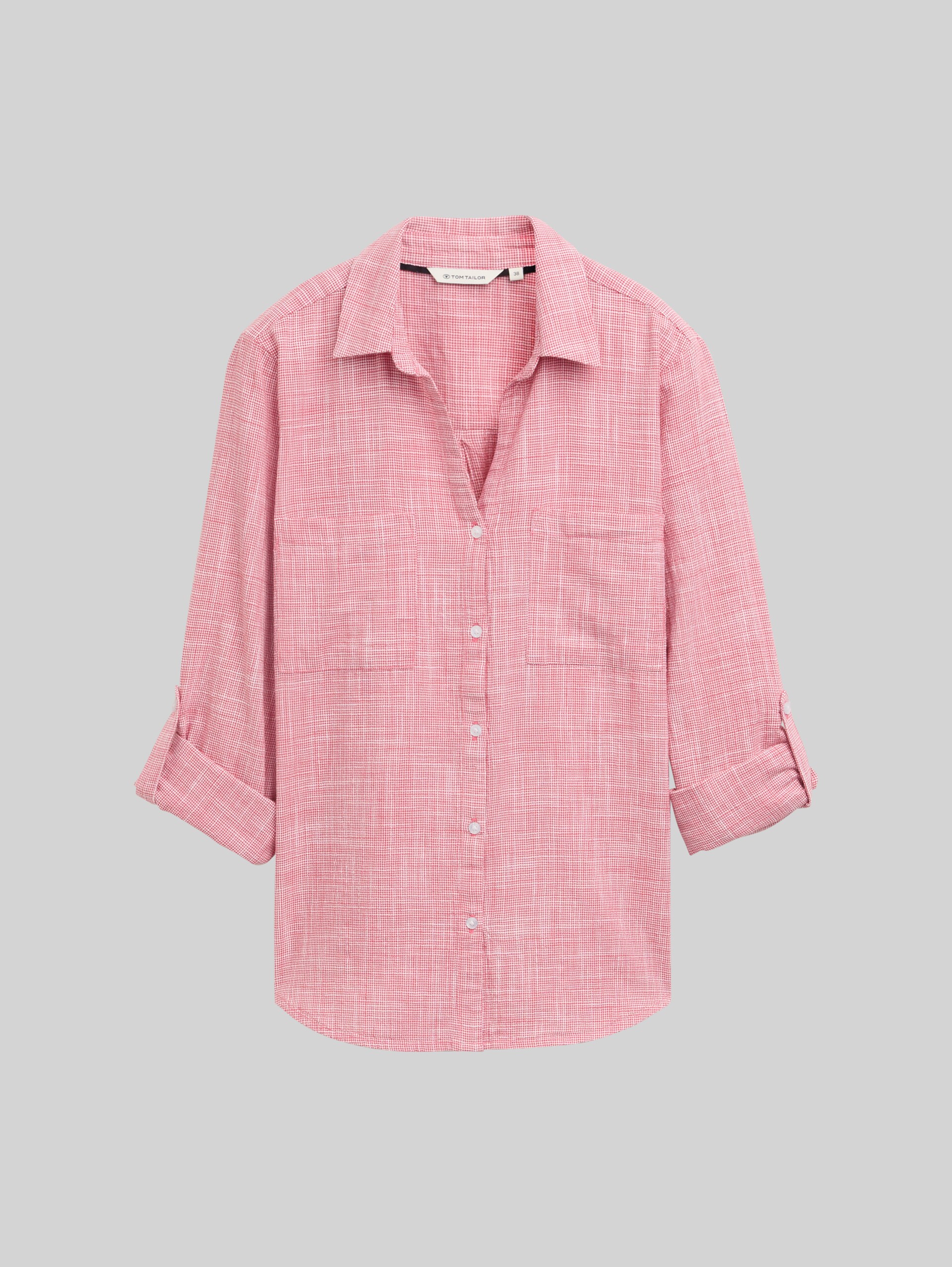 Bluse mit Brusttaschen - Berry Red - Vorder-Produkt-Ansicht